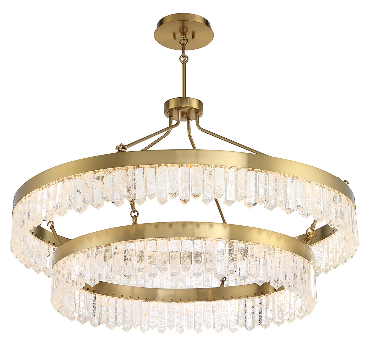 Landon Warm Brass 2-Light LED Pendant with Crystal