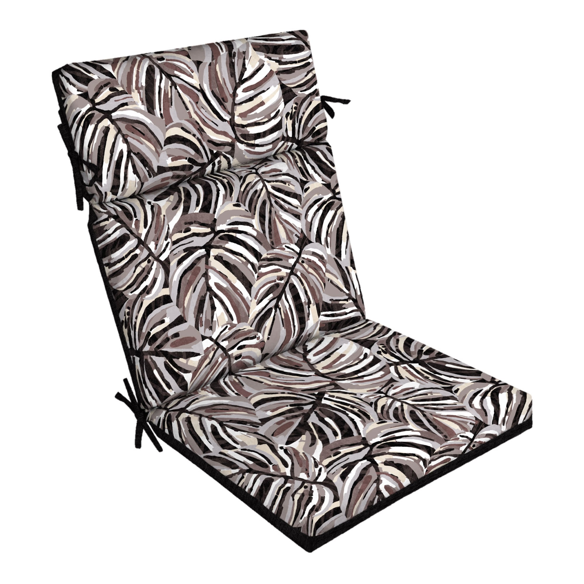 Style Selections 20 in x 21 in Black Tropical Patio Chair Cushion in the Patio Furniture Cushions department at Lowes