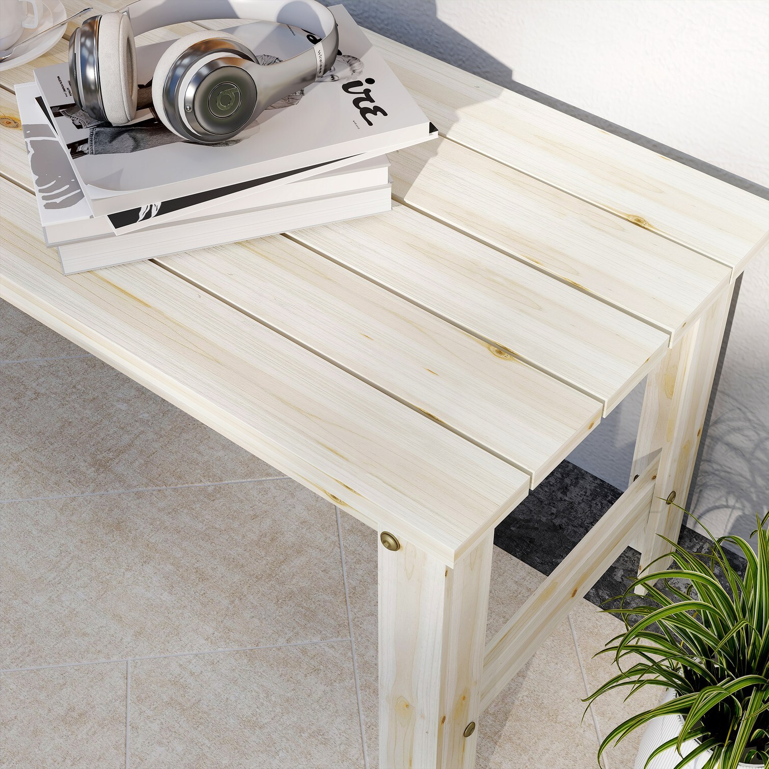 Tammesy Natural Wood Pine Wood Bench with two-seat capacity and Natural ...