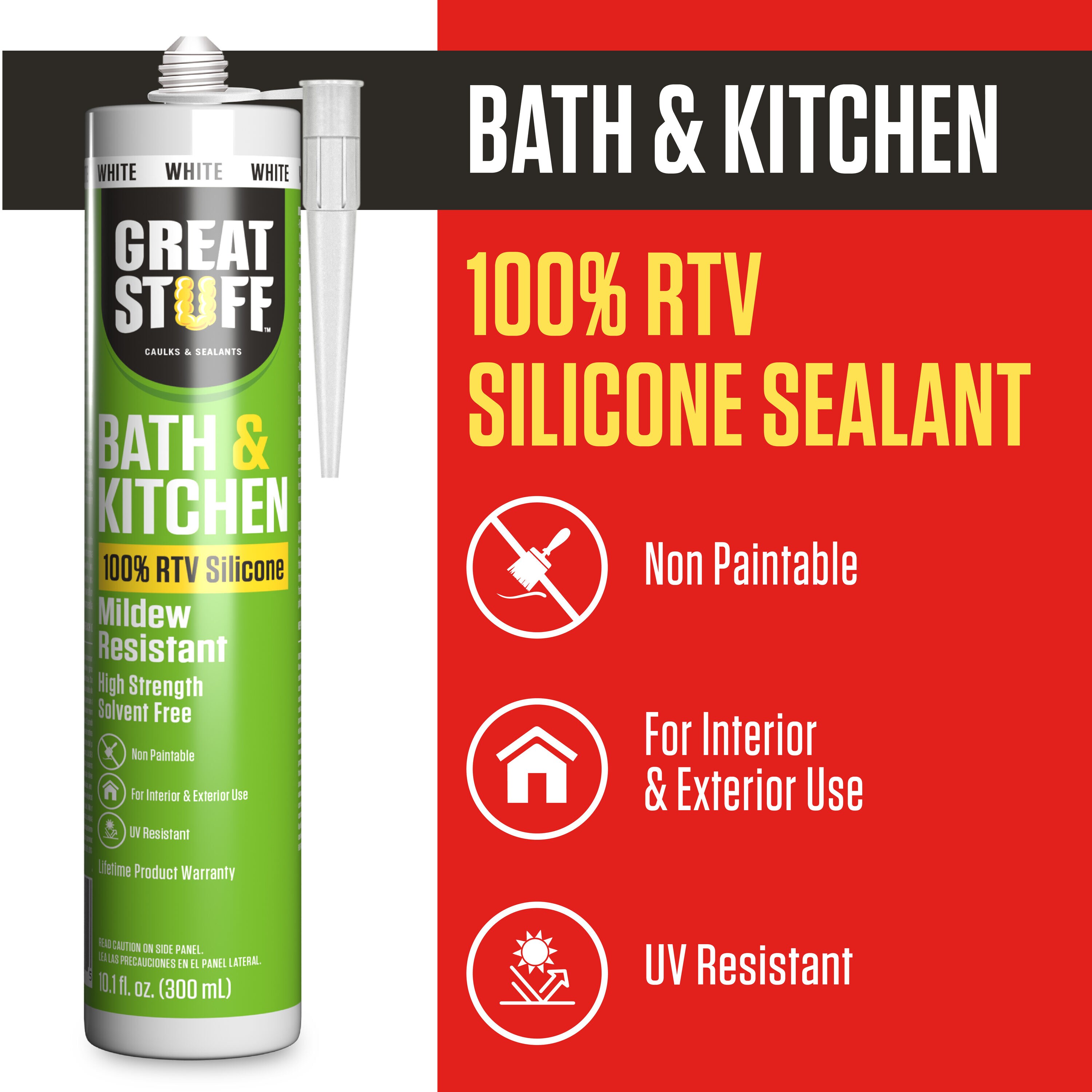 Great Stuff 99BATH3004 Kitchen and Bath Caulk, Clear, 10.1 fl-oz