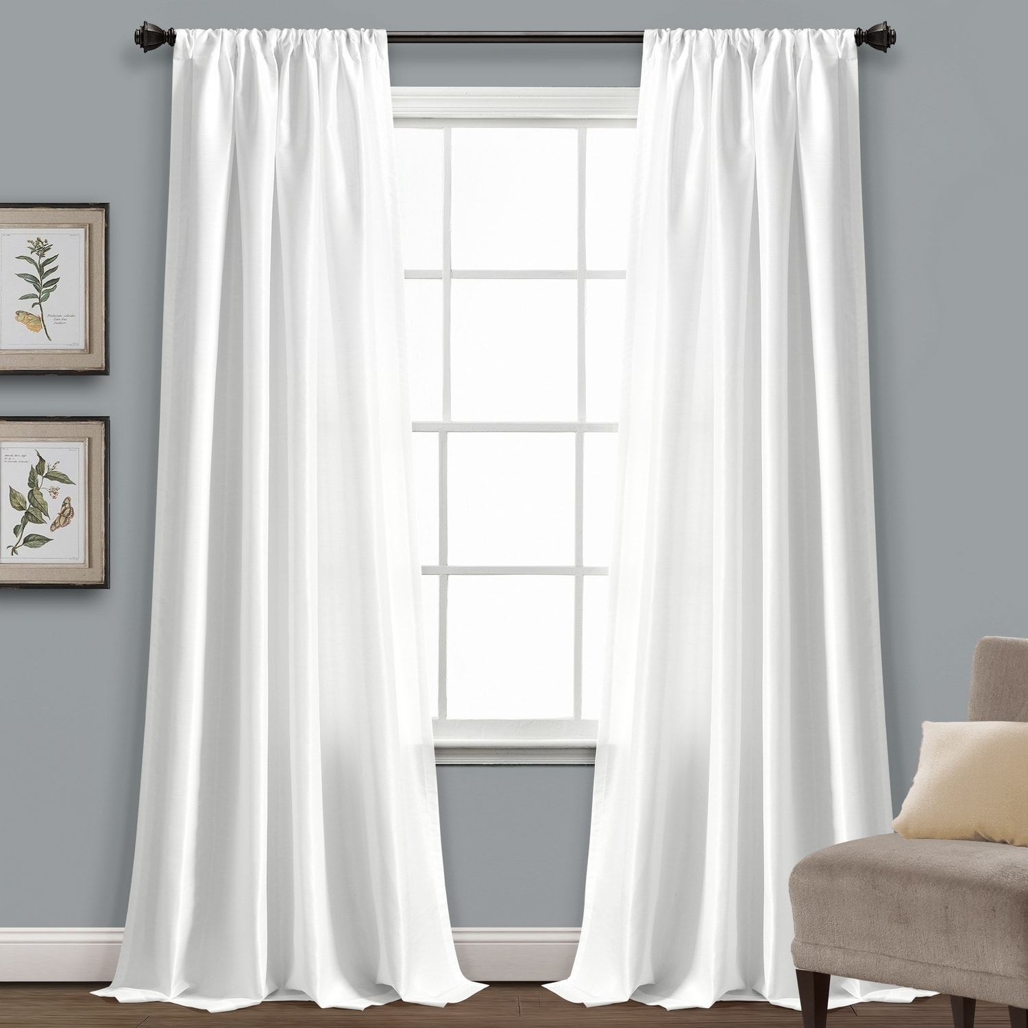 Lush Decor 21T010781 108-Inches White Room darkening Standard lined Rod pocket Single curtain panel