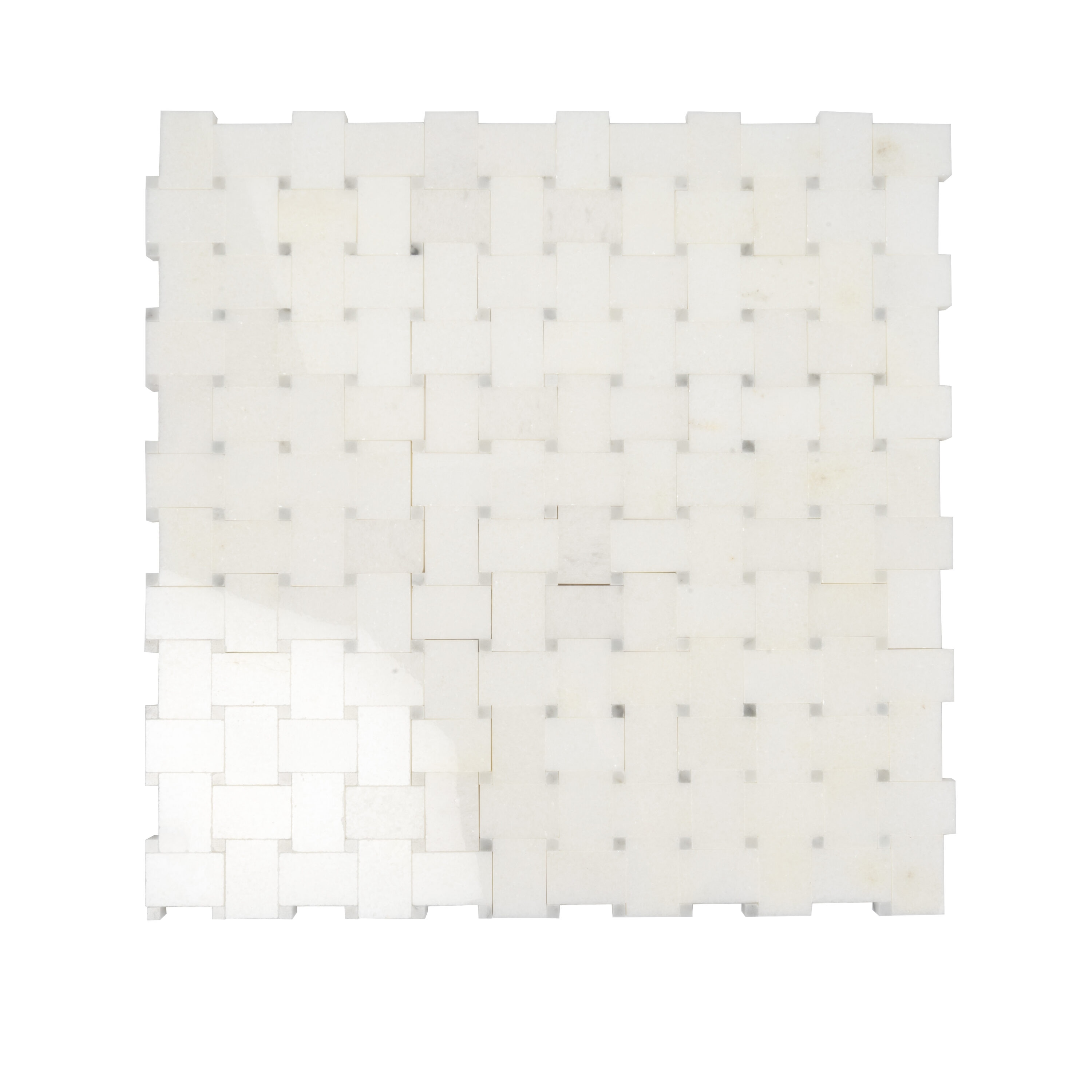 Apollo Tile APLDC88B09ASAMPLE Sample- Athens White 4-in x 4-in Polished Patterned Basketweave Wall Tile