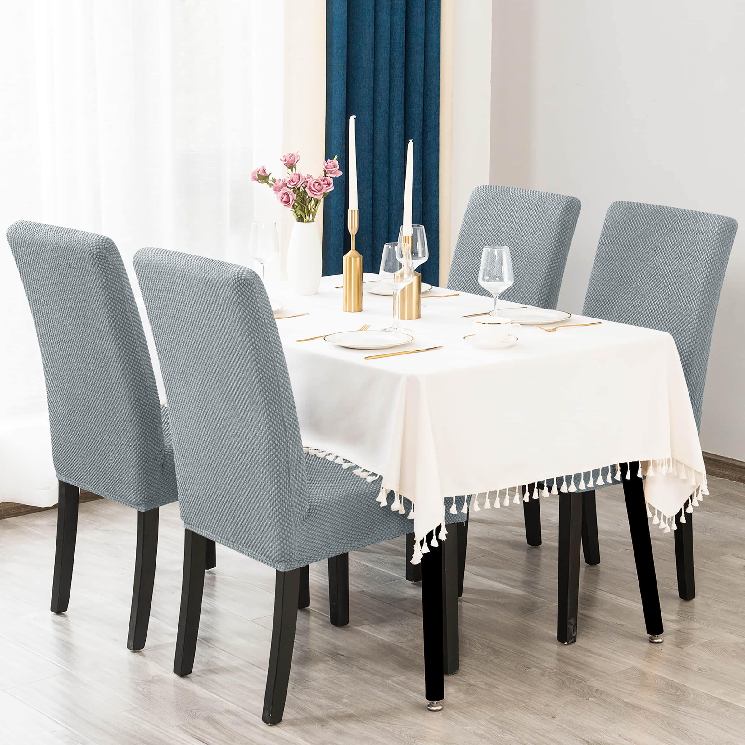 Subrtex SBTCSJ0024 Textured raised dot Light Gray Jacquard Dining chair Slipcover 17-in W x 23-in H x 18-in D