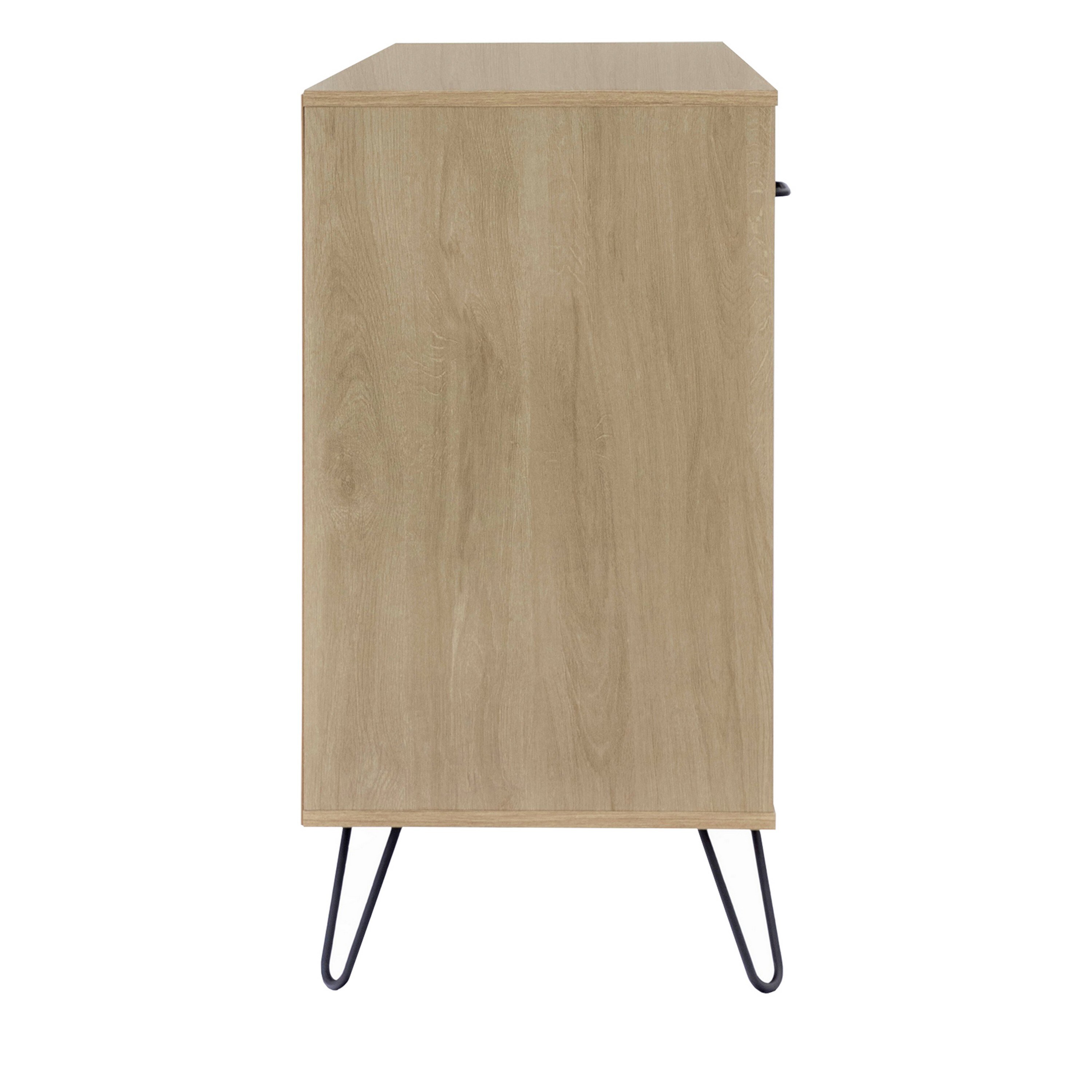 Oak Brown Midcentury Modern Sideboard Buffet Cabinet with Drawers