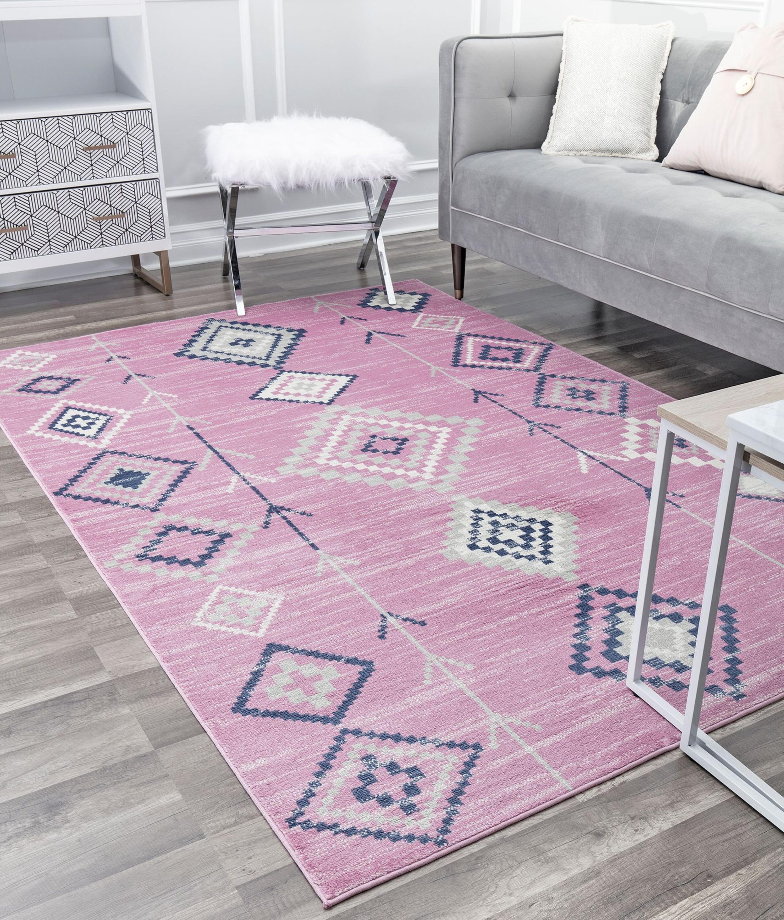 Rugs America 30433 Bodrum 2 x 8 (ft) Loomed Polypropylene Native Pink Rectangular Indoor Tribal Moroccan Area rug