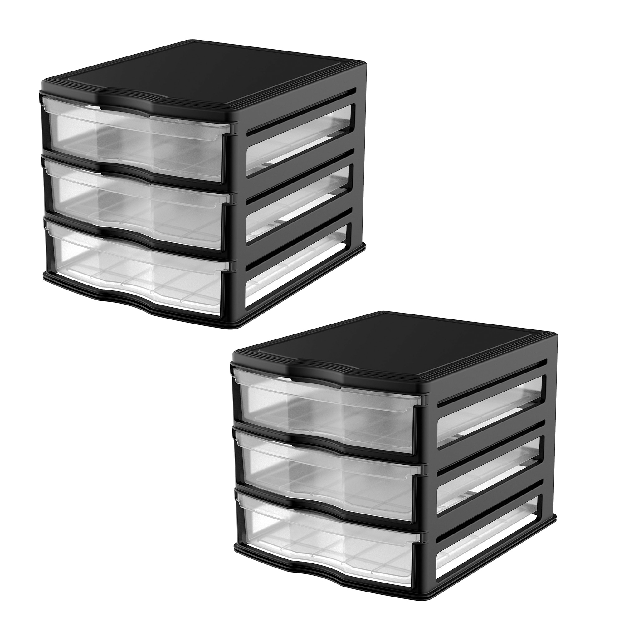 Life Story 280128 2 -Pack 3 -Drawers Black Stackable Plastic Storage Storage drawer 9.62-Inches H x 13.5-Inches W x 11-Inches D
