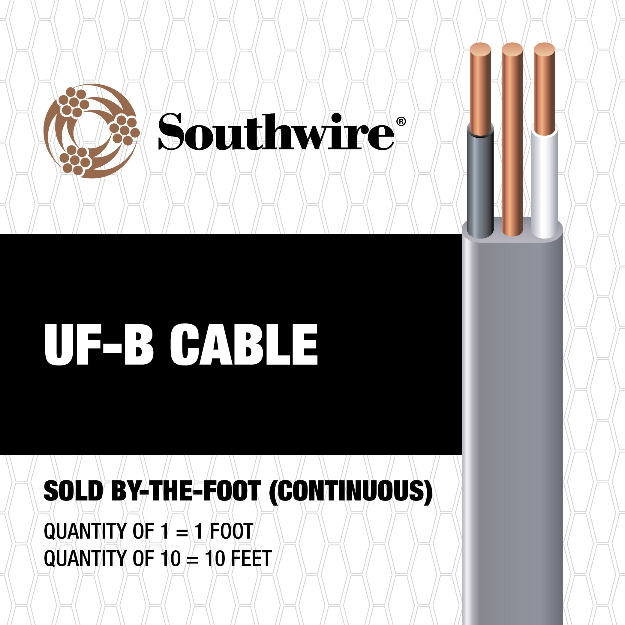 Southwire 50 Ft. 10 AWG 3-Conductor UFW/G Electrical Wire