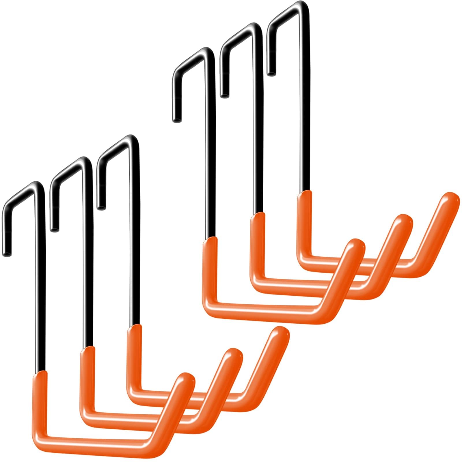 Etokfoks EFT1003C084 Rafter Hanger Large S Garage Hooks Bike Storage System Holder Organizer with Non Slip Coating for Hanging Basket Ladders Bicycle Wheel Ropes and Bulk Items 6Pack Orange