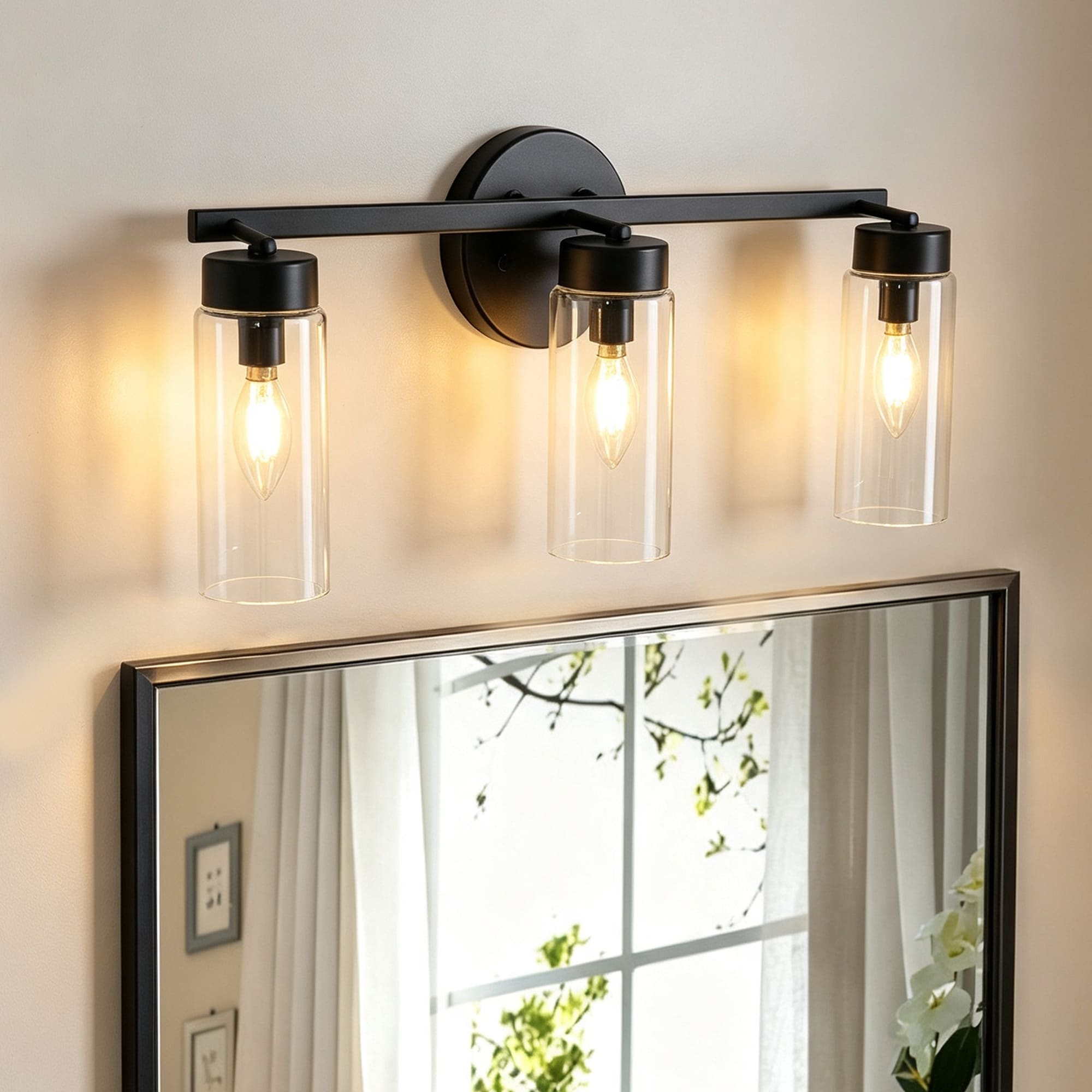 LNC Aveline 22-in 3 Light Matte Black Modern/contemporary Bathroom Vanity light