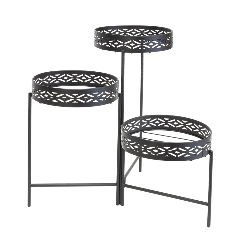 Nordic 20-in H x 11-in W Black Indoor/Outdoor Round Steel Plant Stand | - Panacea Products 80215