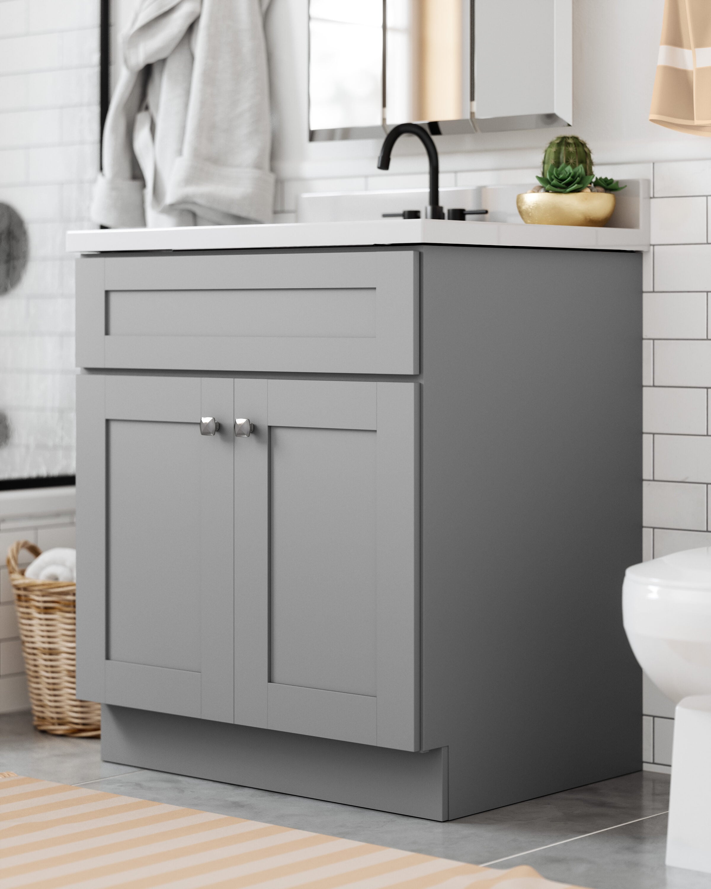 Design House Brookings 30-in Gray Bathroom Vanity Base Cabinet without ...