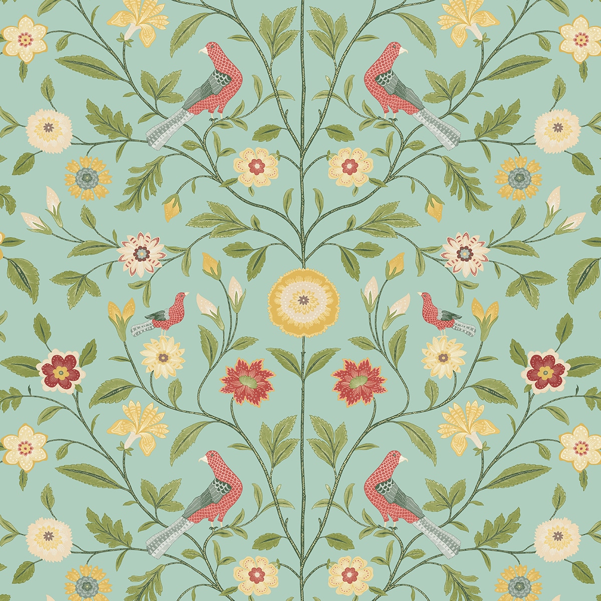 NextWall NW45904 30.75-Sq. Feet Aquamarine Vinyl Birds Self-adhesive Peel and Stick Wallpaper