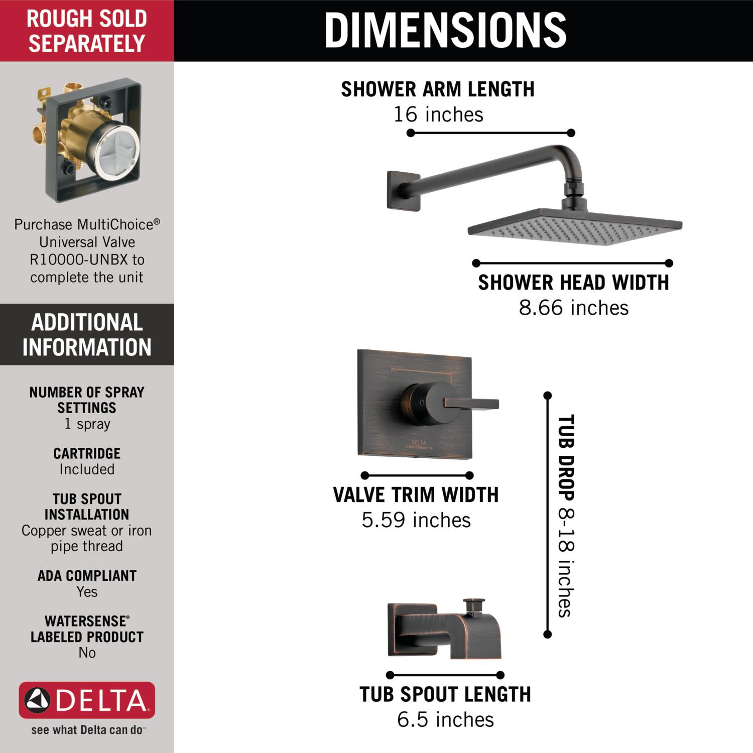 Delta T14453-RB Tub-Shower-Faucets - View #3