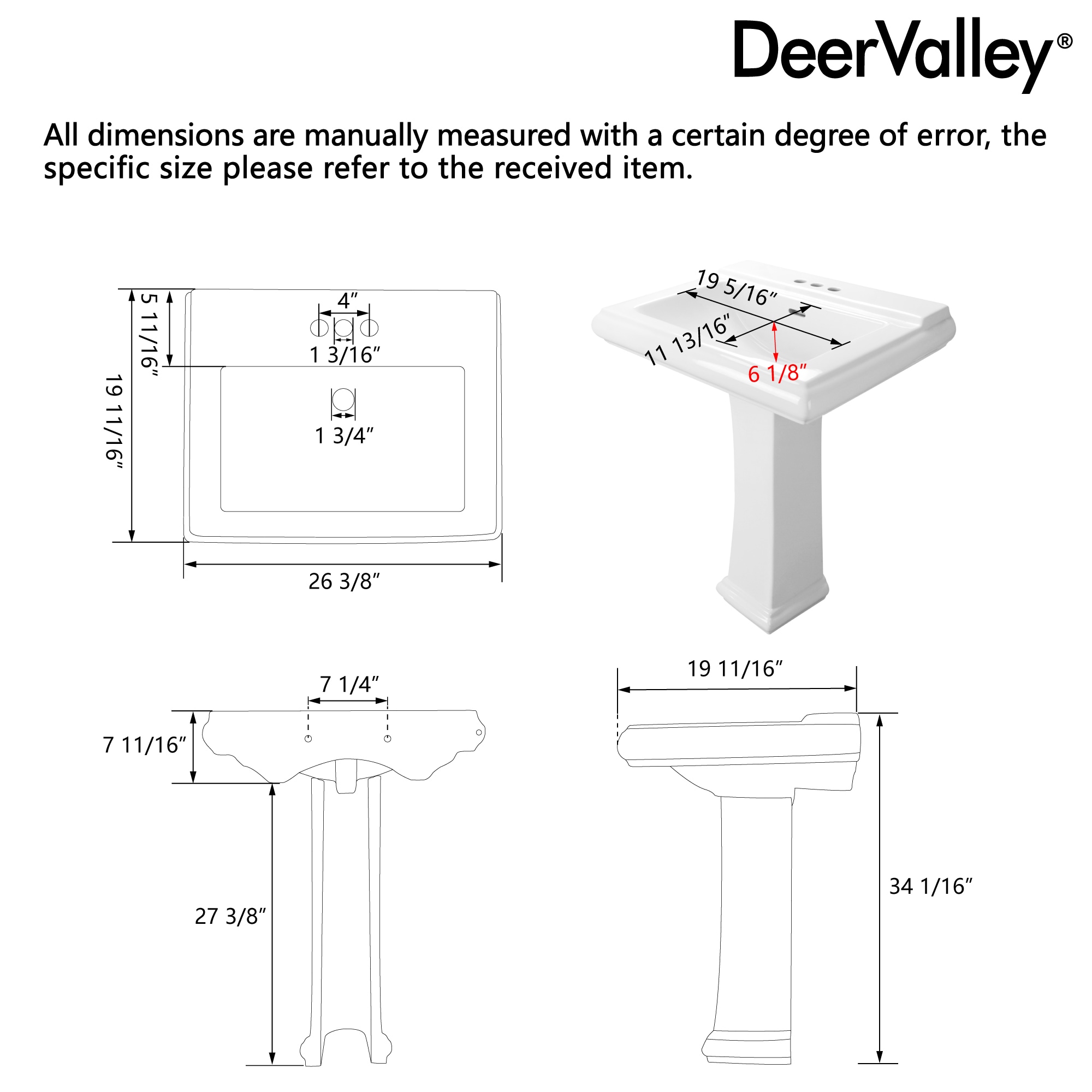 DeerValley DV-1P521 Complete-Pedestal-Lavatories - View #14