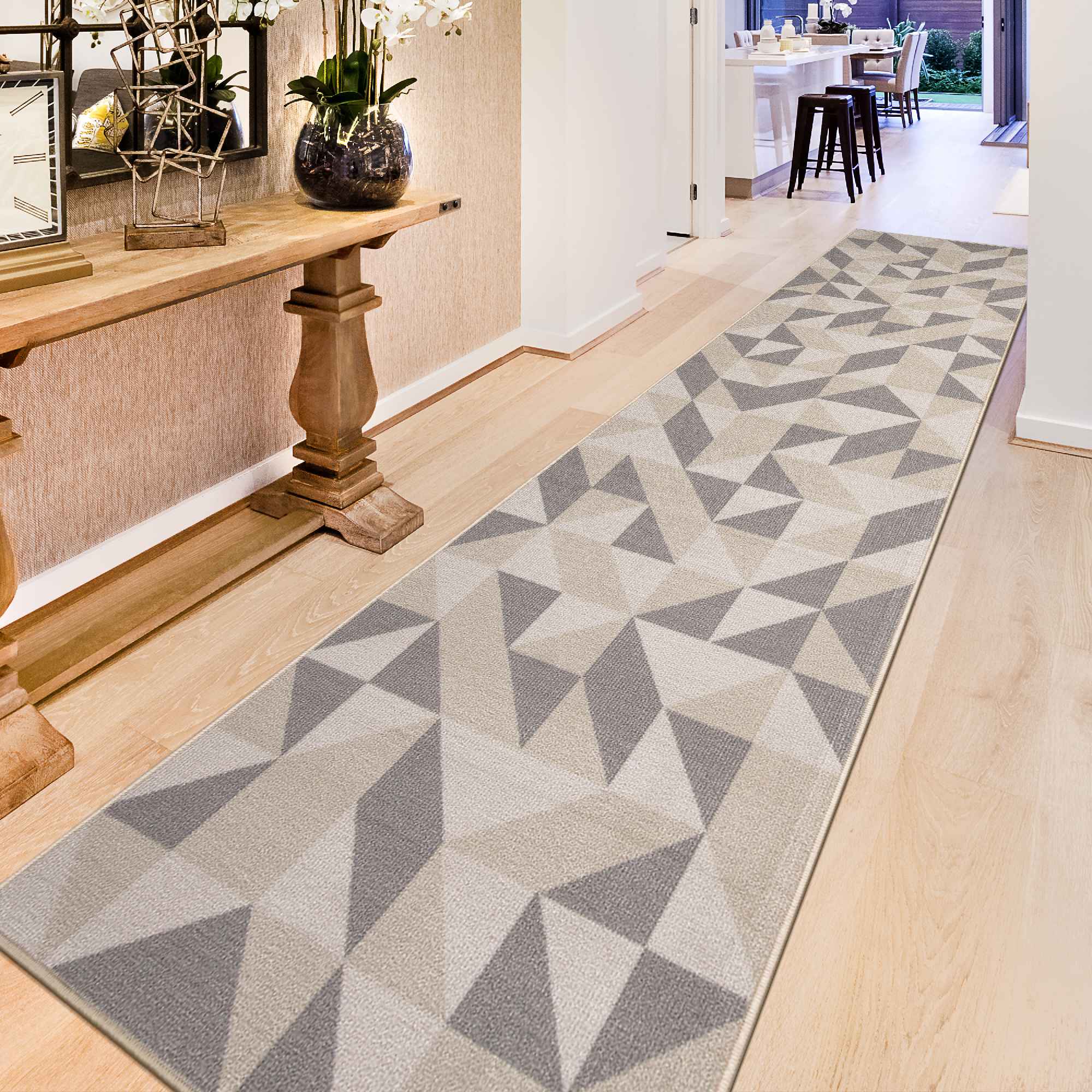 Ottomanson CLS1021-3X10 Classics 3 x 10 (ft) Loomed Nylon Beige Rectangular Indoor Geometric Runner rug