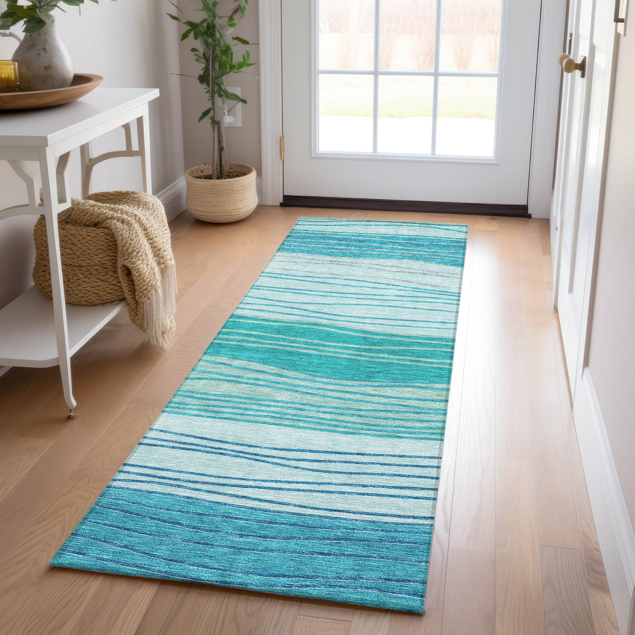Addison Rugs ACN735SK2X8 Chantille ACN735SK 2 x 7 (ft) Polyester Sky Rectangular Indoor/Outdoor Geometric Machine washable Area rug