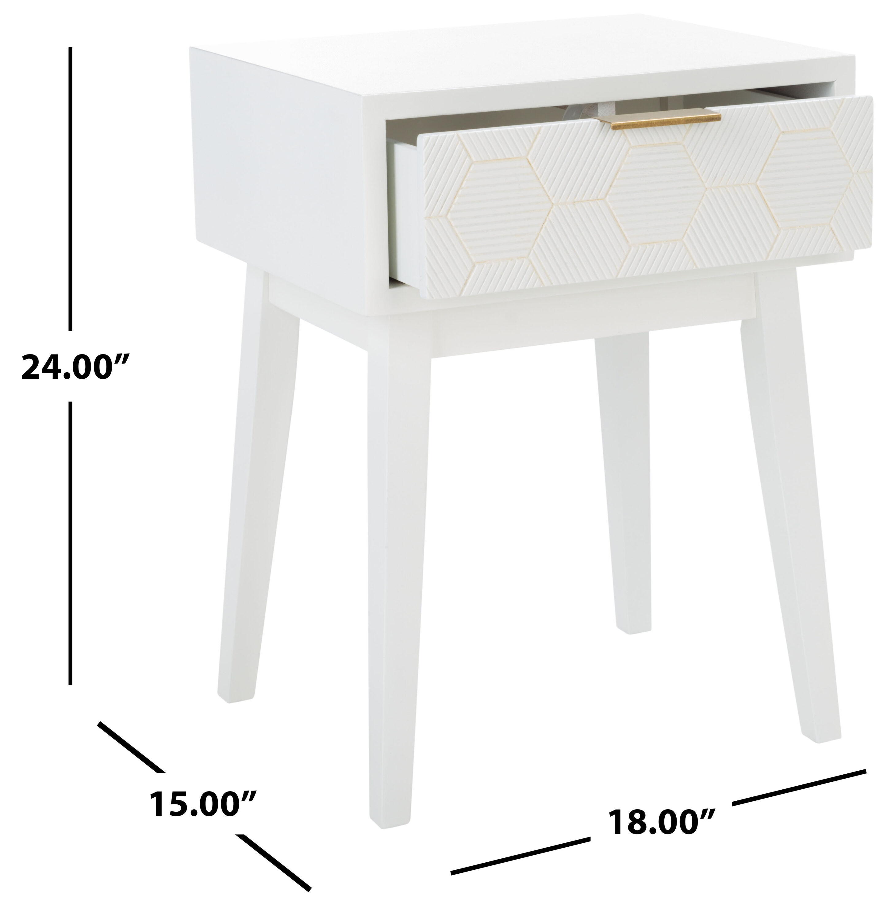 White Wood and Metal Retro Accent Table with Storage