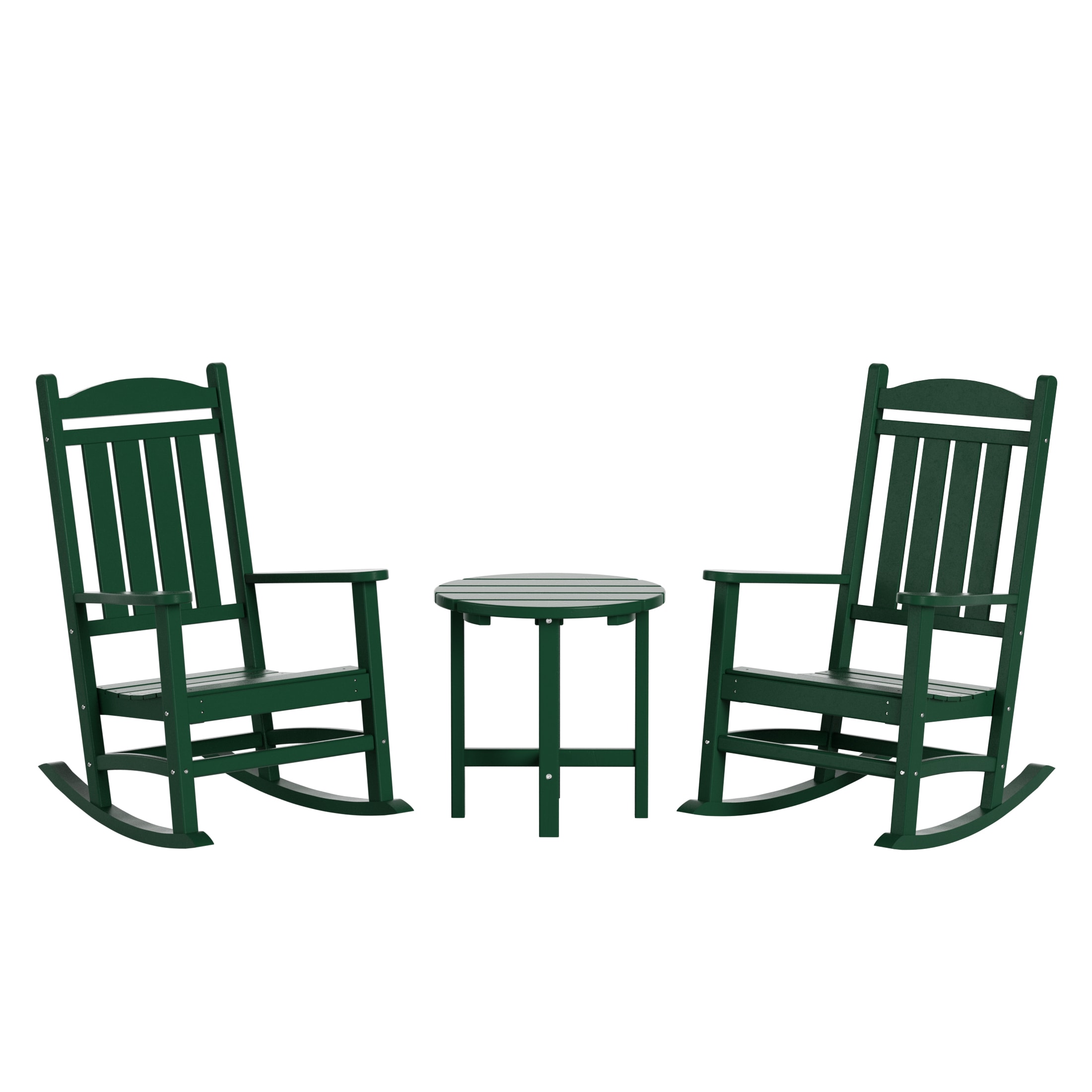 Westin Furniture OP5001-DG3 Laguna Set of 2 Dark Green HDPE Frame Rocking Chair with Slat Seat