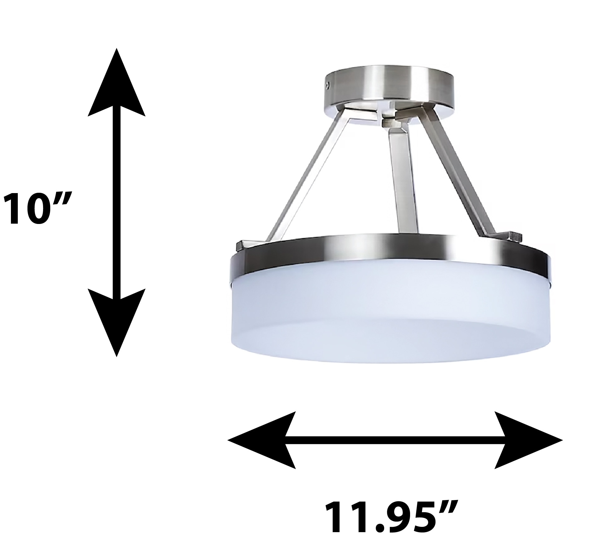 Semi-Flush Mount Ceiling Light - Integrated LED - 10-in x 11.95-in -  Acrylic - Brushed Nickel