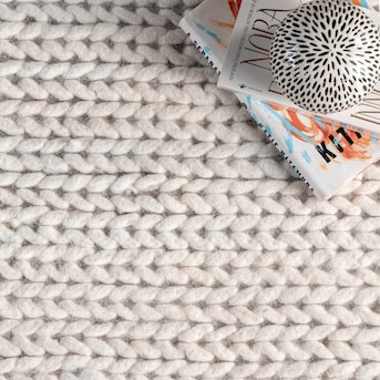 nuLOOM Cable 8 X 11 (ft) Braided Wool Off White Indoor Solid Area Rug in  the Rugs department at