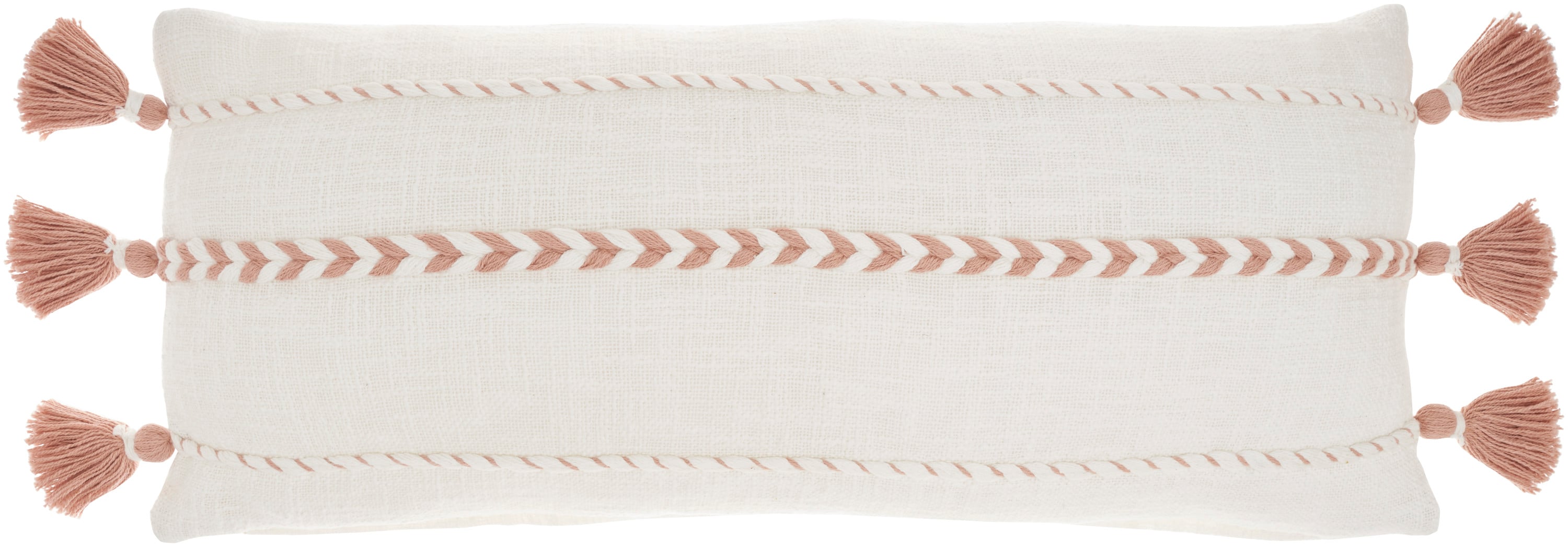 Mina Victory 798019002398 12-in x 30-in Blush Oblong Indoor Decorative Pillow
