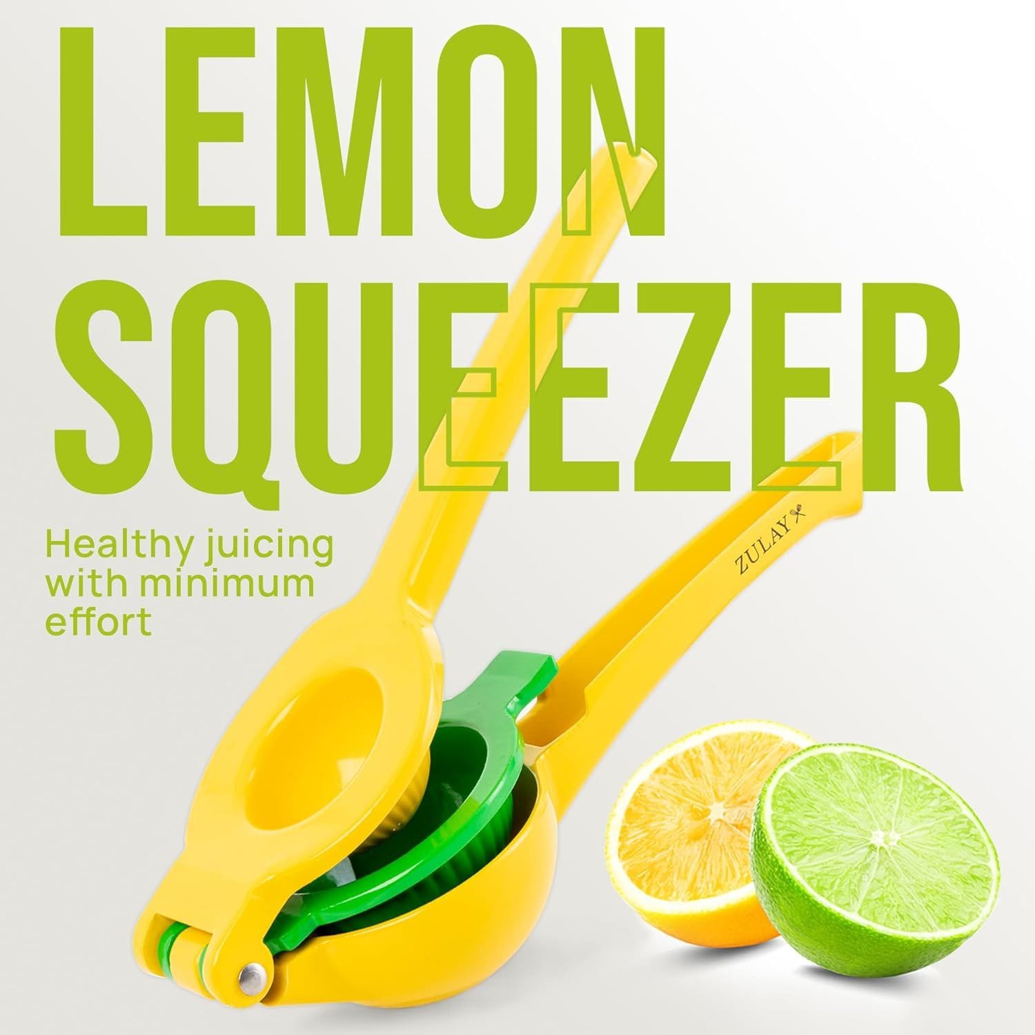Zulay Kitchen 2 in 1 Metal Lemon Squeezer Manual Citrus Juicer