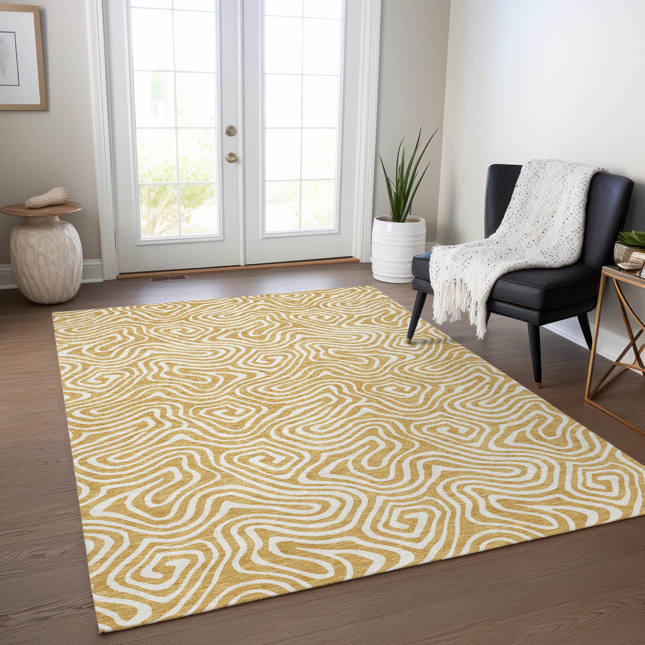 Addison Rugs ACN1030GO30X46 Chantille ACN1030GO 2 x 3 (ft) Polyester Gold Rectangular Indoor/Outdoor Geometric Machine washable Area rug