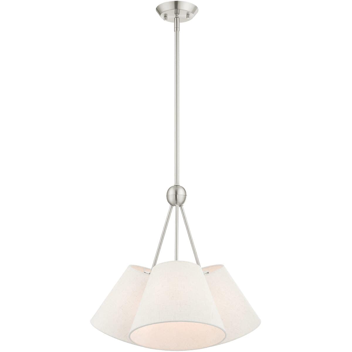 Livex Lighting - Prato 3 -Light Brushed Nickel Fabric Steel Chandelier