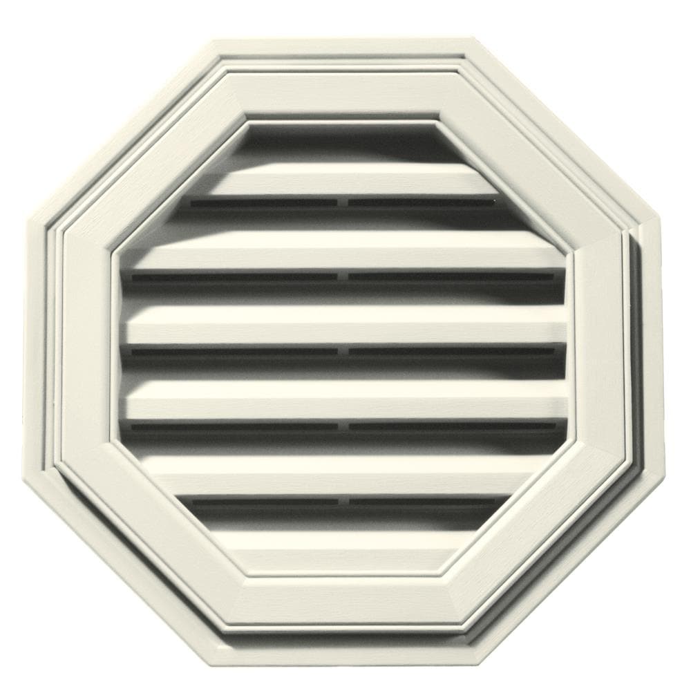 Builders Edge 120011818034 18-in x 18-in Parchment Octagon Vinyl Gable Louver Vent