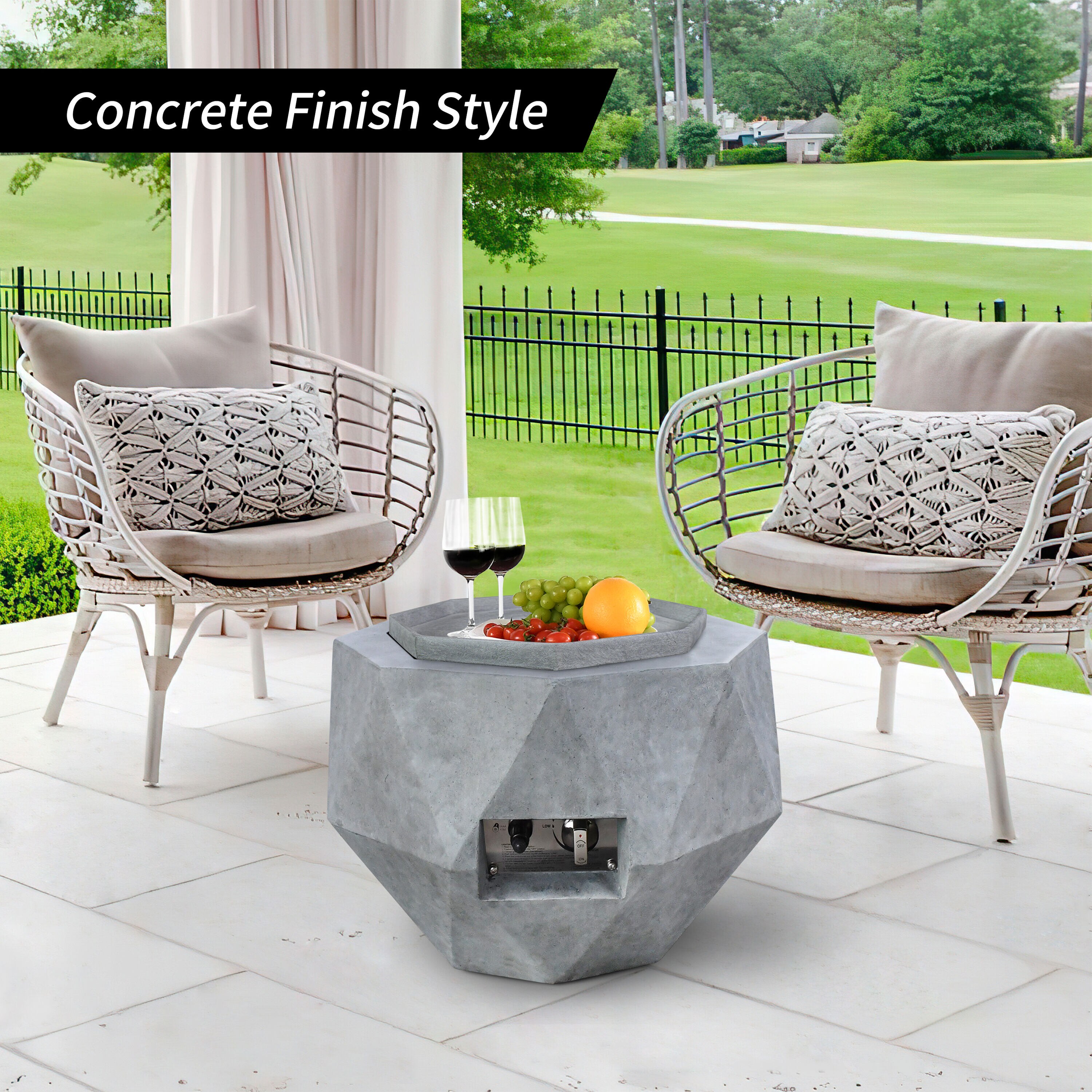 Kante 252 In W Natural Concrete Portable Concrete Round Propane Gas Fire Pit In The Gas Fire 