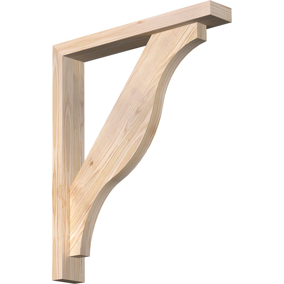 Ekena Millwork 1462521 Funston Block Smooth Bracket with Offset Brace 3-1/2-in x 22-in x 26-in Douglas fir Brown Wood Standard bracket