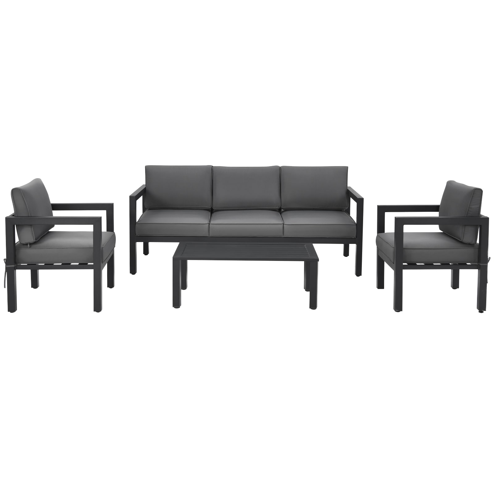 WELLFOR GIS100007AAA 4 -Piece Patio Conversation Set with Gray Cushions
