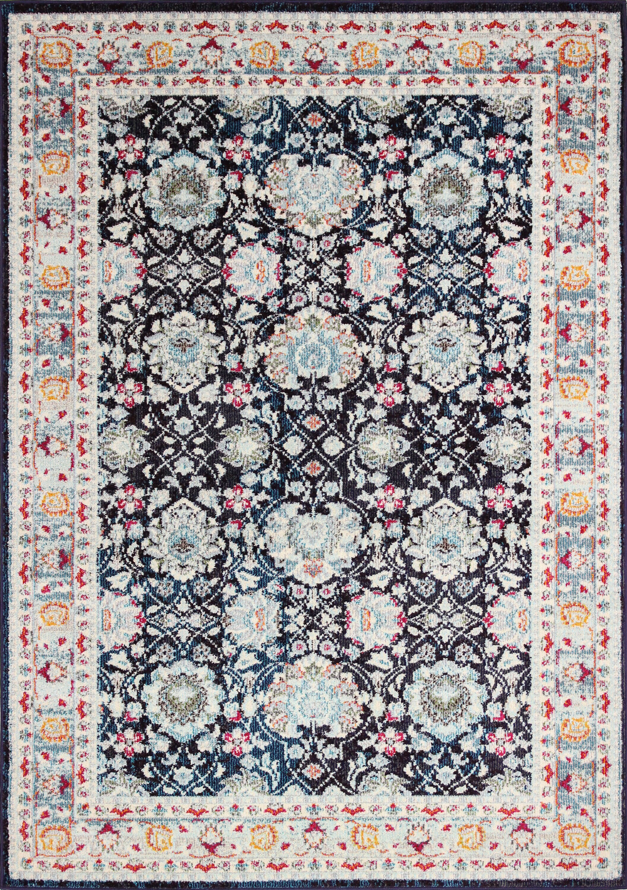 Bashian 649652301037 4 X 6 (ft) Navy Indoor Geometric Oriental Area Rug