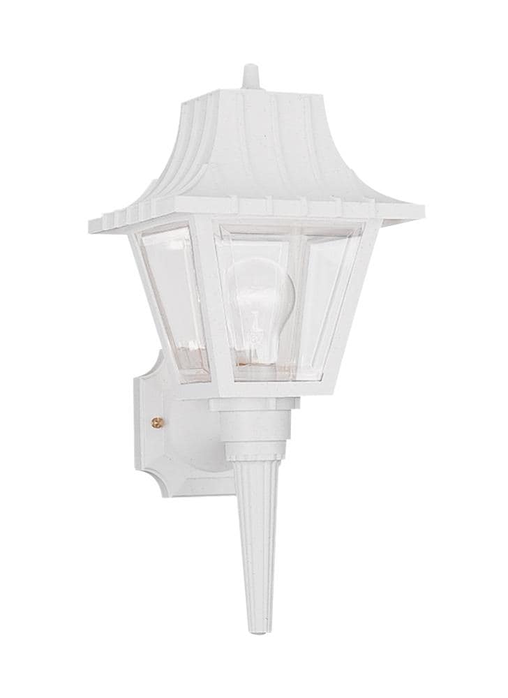 White Polycarbonate Outdoor Wall Lantern with Clear Acrylic Panels