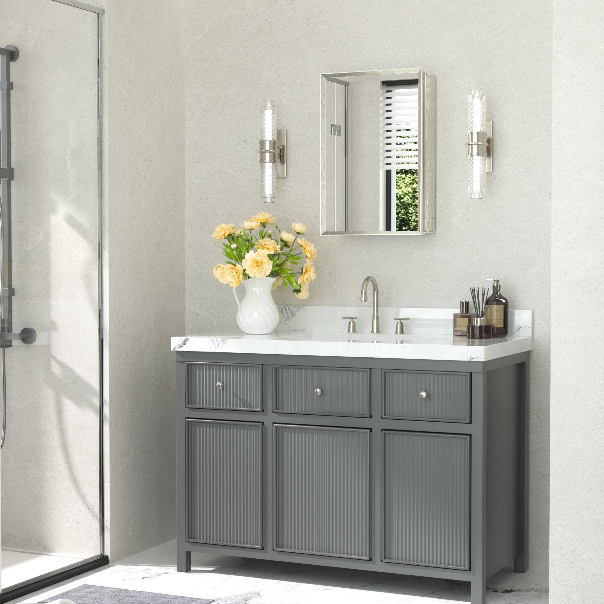 Keonjinn LW-JG-FP-4161-BN Bathroom-Medicine-Cabinets - View #2