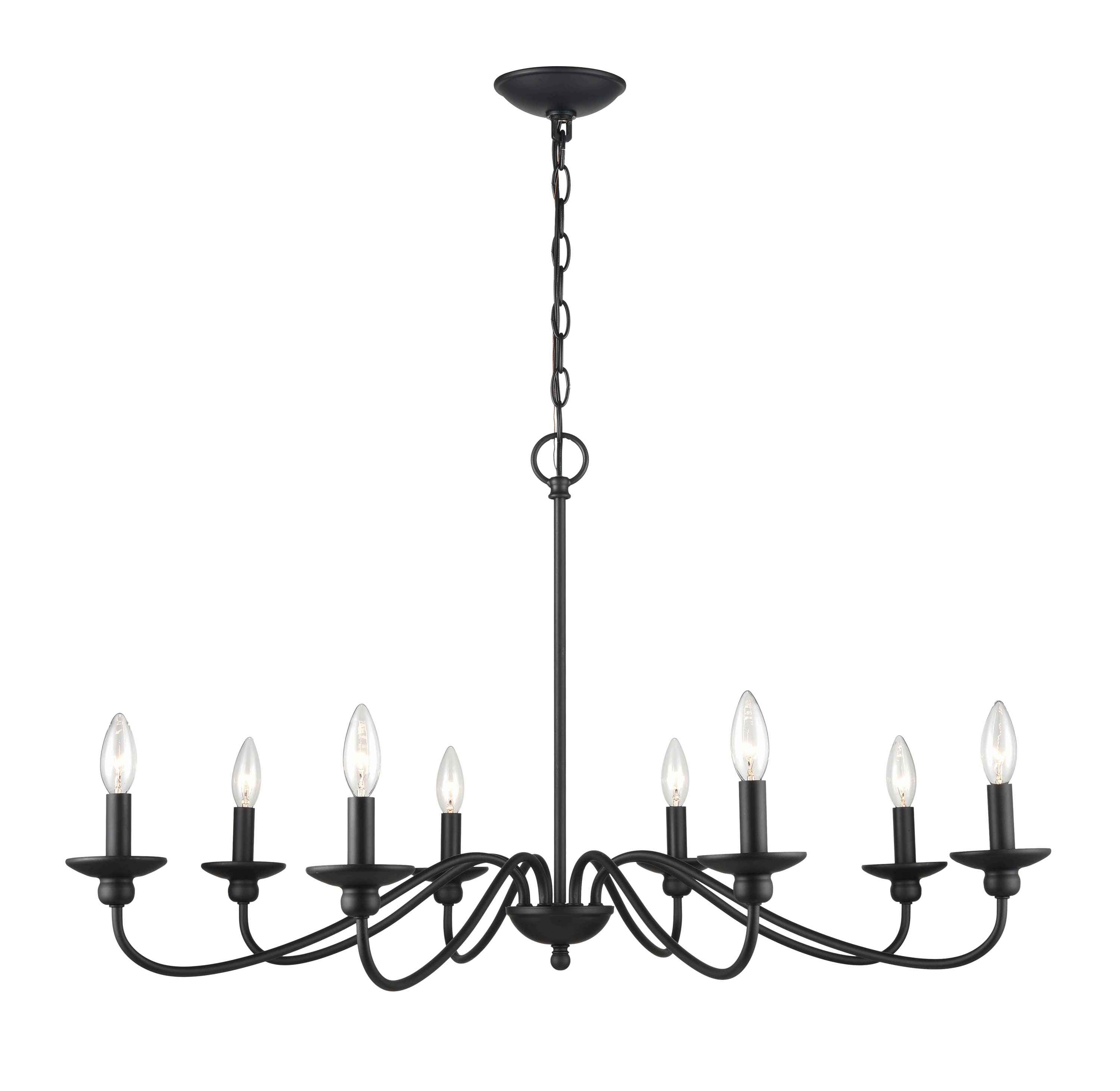 Delvona Matte Black 8-Light Candle Chandelier