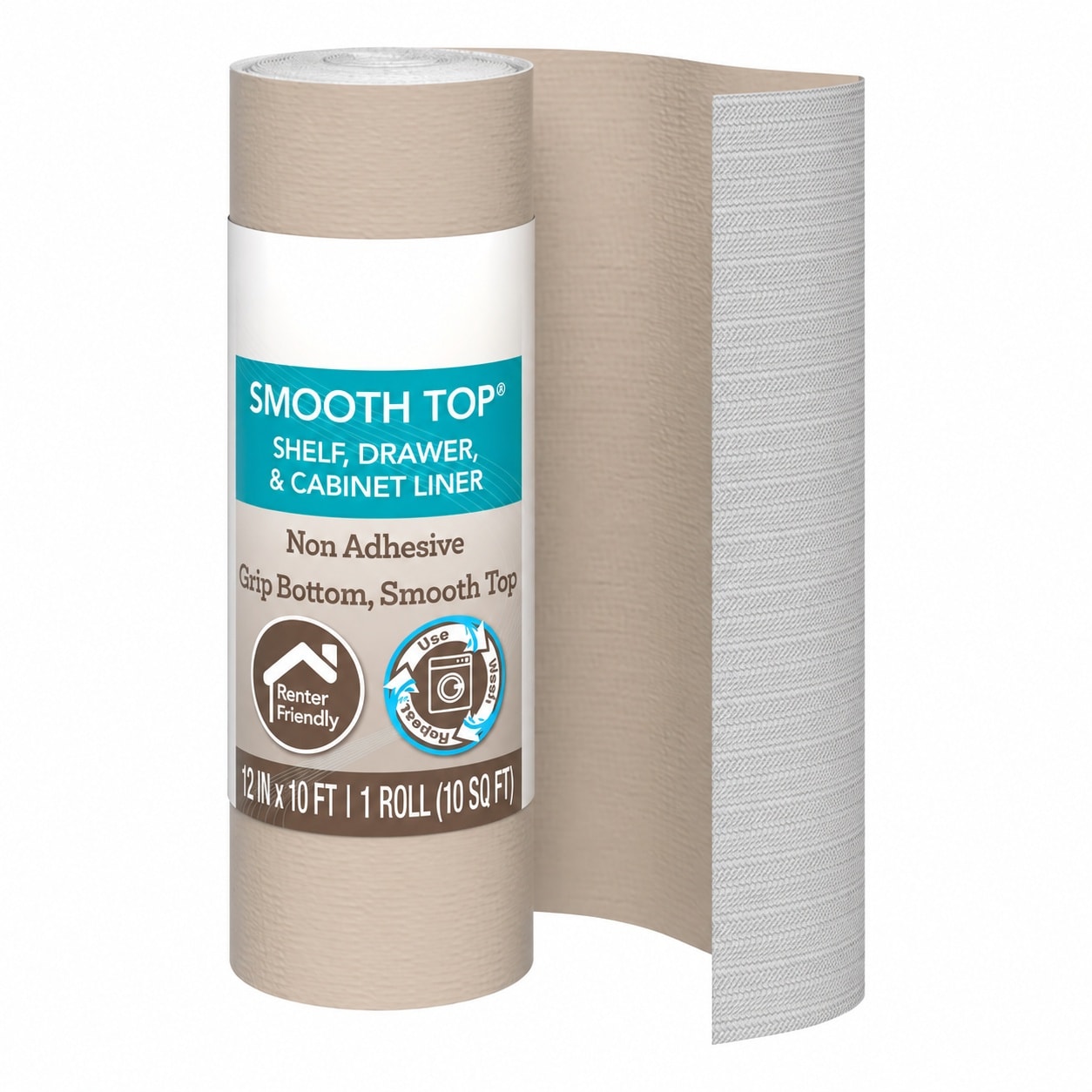 Yichuhaoxi  Smooth Top EasyLiner for Cabinets and Drawers Non Adhesive Non Slip Shelf Liner for Pantry Kitchen Essentials 12 in by 10 ft Taupe
