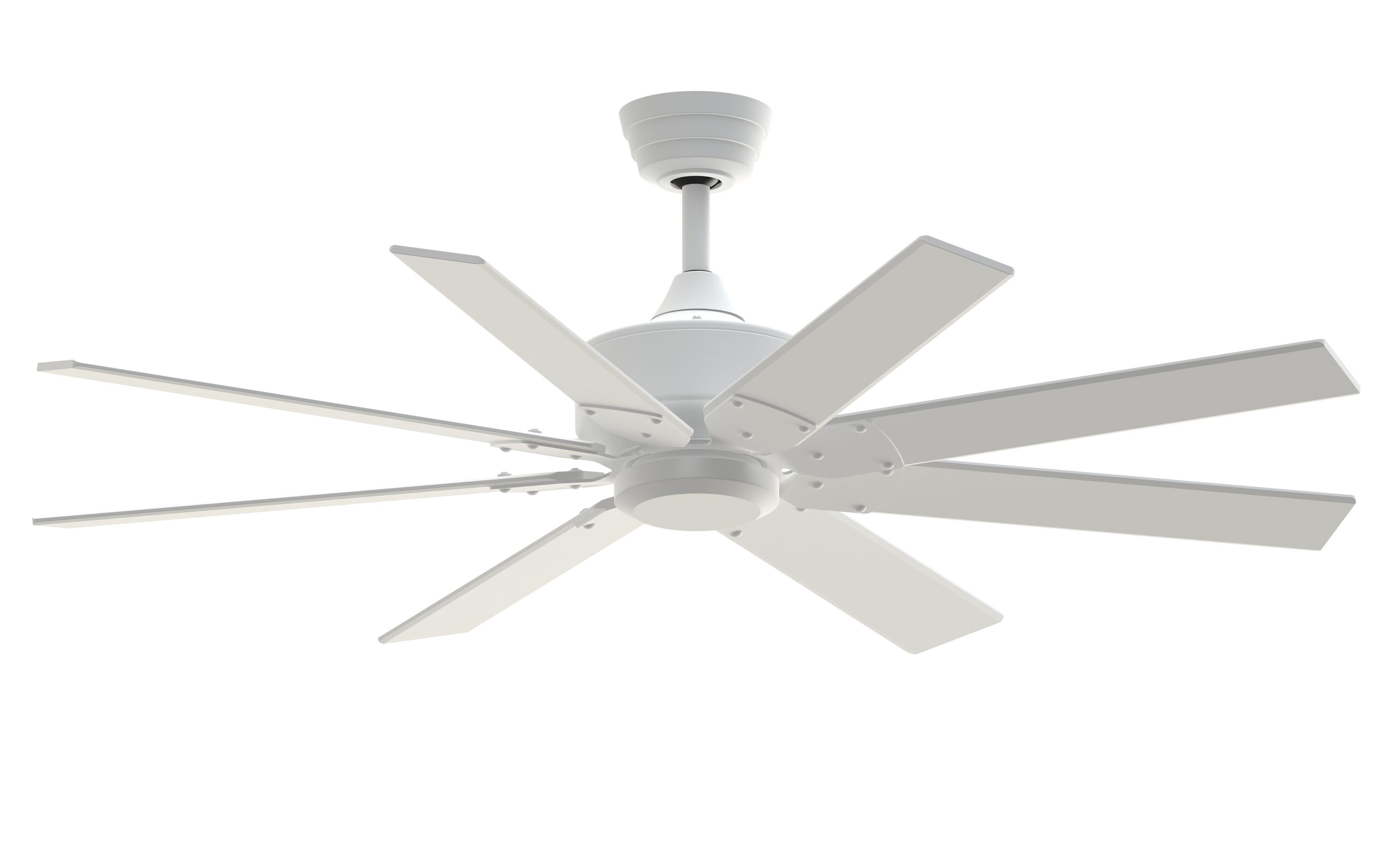 Fanimation FPD7912BMW-52MW Levon Custom 52-in Outdoor Smart Matte White with Matte White Blades Ceiling Fan Light Kit Compatible - Remote Included ( 8 -Blade )