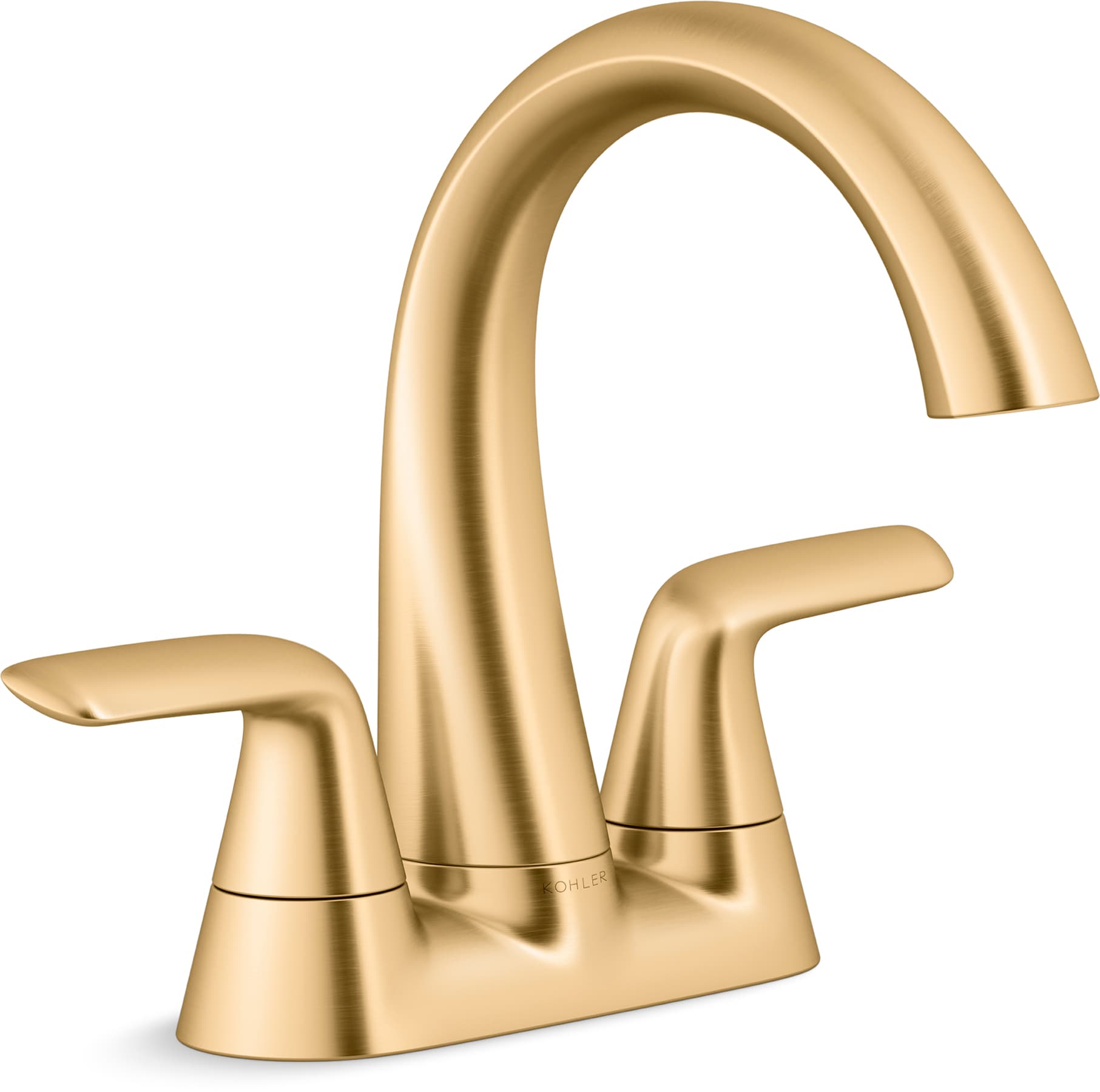 KOHLER Avail Vibrant Brushed Moderne Brass 4-in centerset 2-handle  WaterSense Bathroom Sink Faucet with Drain (5.06-in) in the Bathroom Sink  Faucets department at