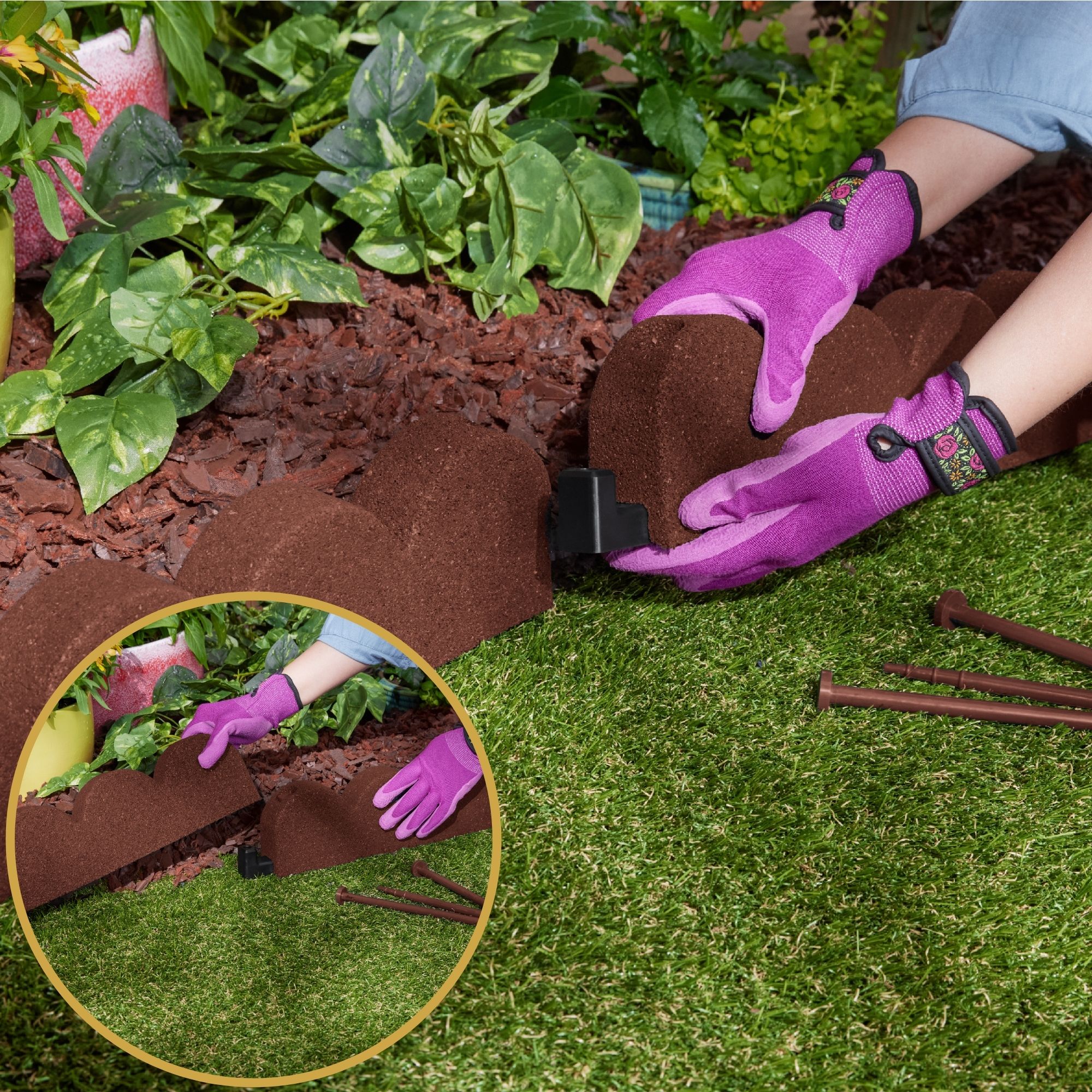 Rubberific 16-ft x 4-in SmartLoc Scallop 4-Pack Red Rubber Landscape Edging Section
