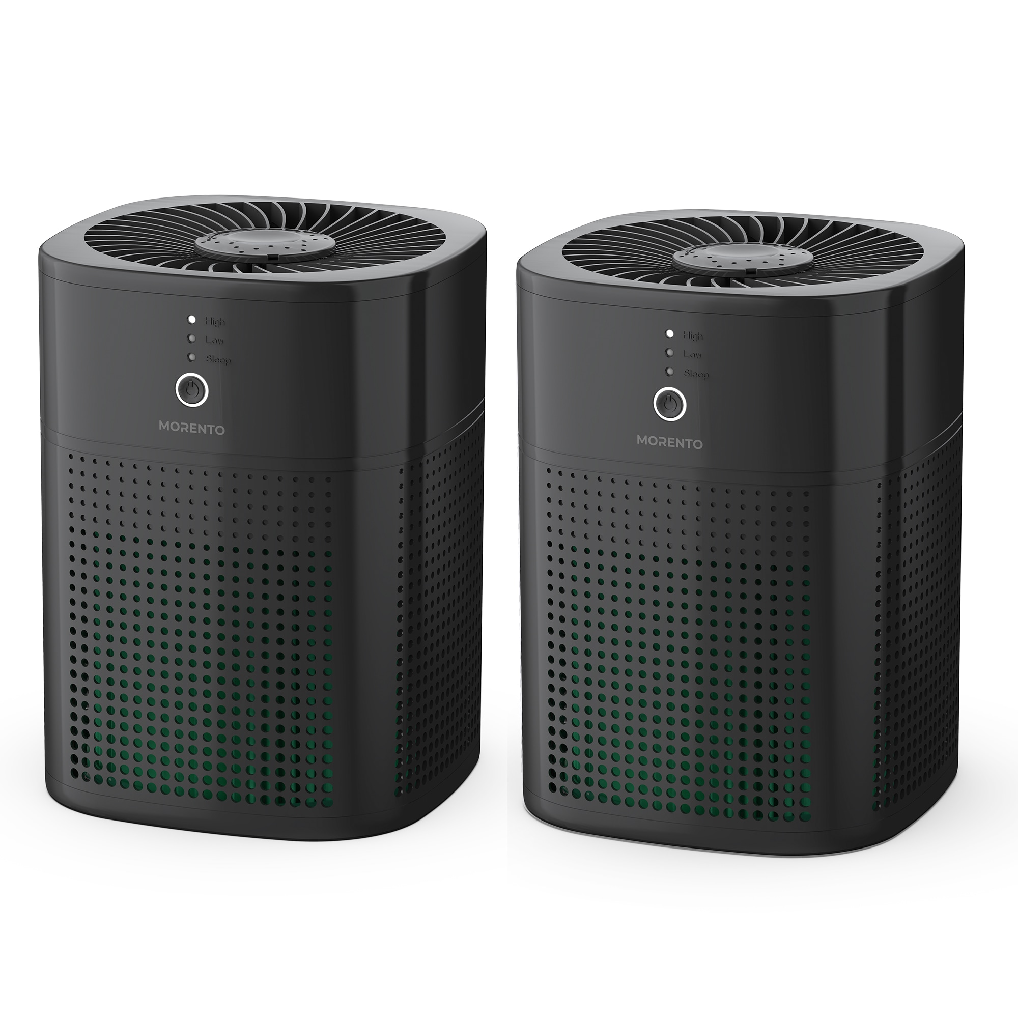 MORENTO MR1800BK02P HY1800 3 -Speed Black HEPA Air Purifier (Covers: 376-sq ft )