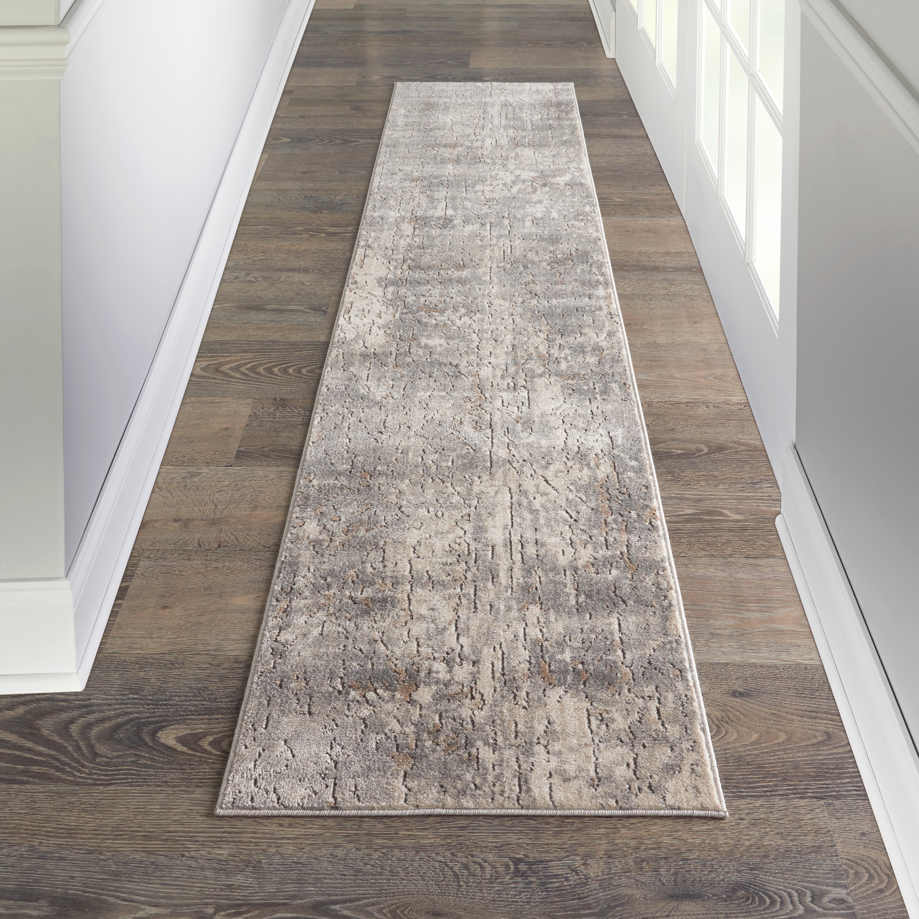 Nourison 099446748867 Concerto 2 x 10 (ft) Loomed Polypropylene Beige/Grey Rectangular Indoor Abstract Runner rug