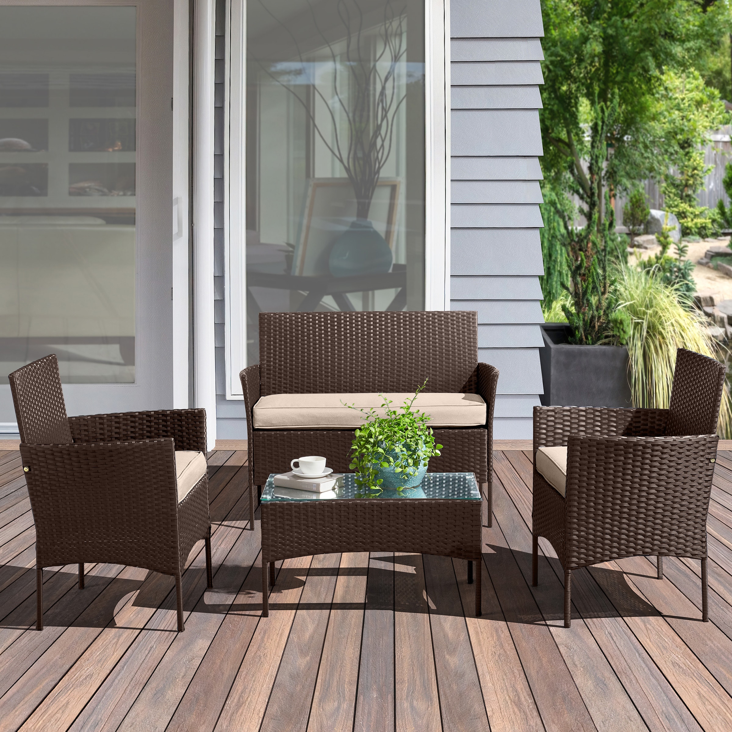 Lavish Home 80-OUTD-WK-SOF2CHTBR Patio-Conversation-Sets - View #8