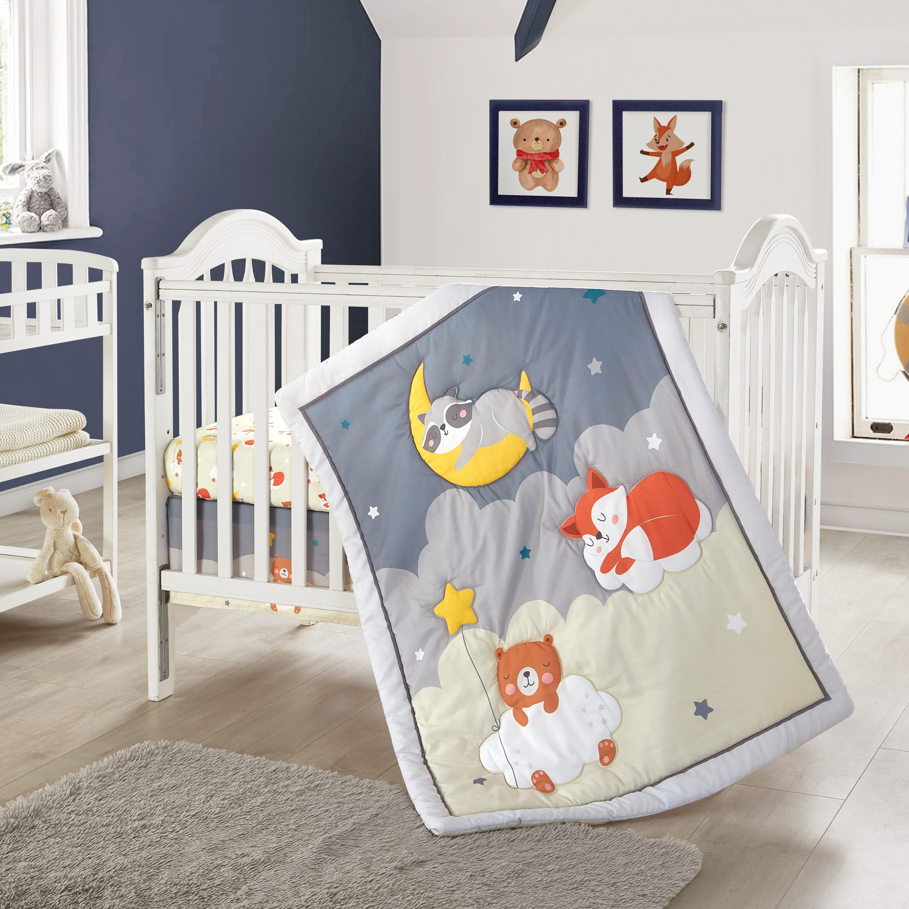 Beige crib best sale bedding set