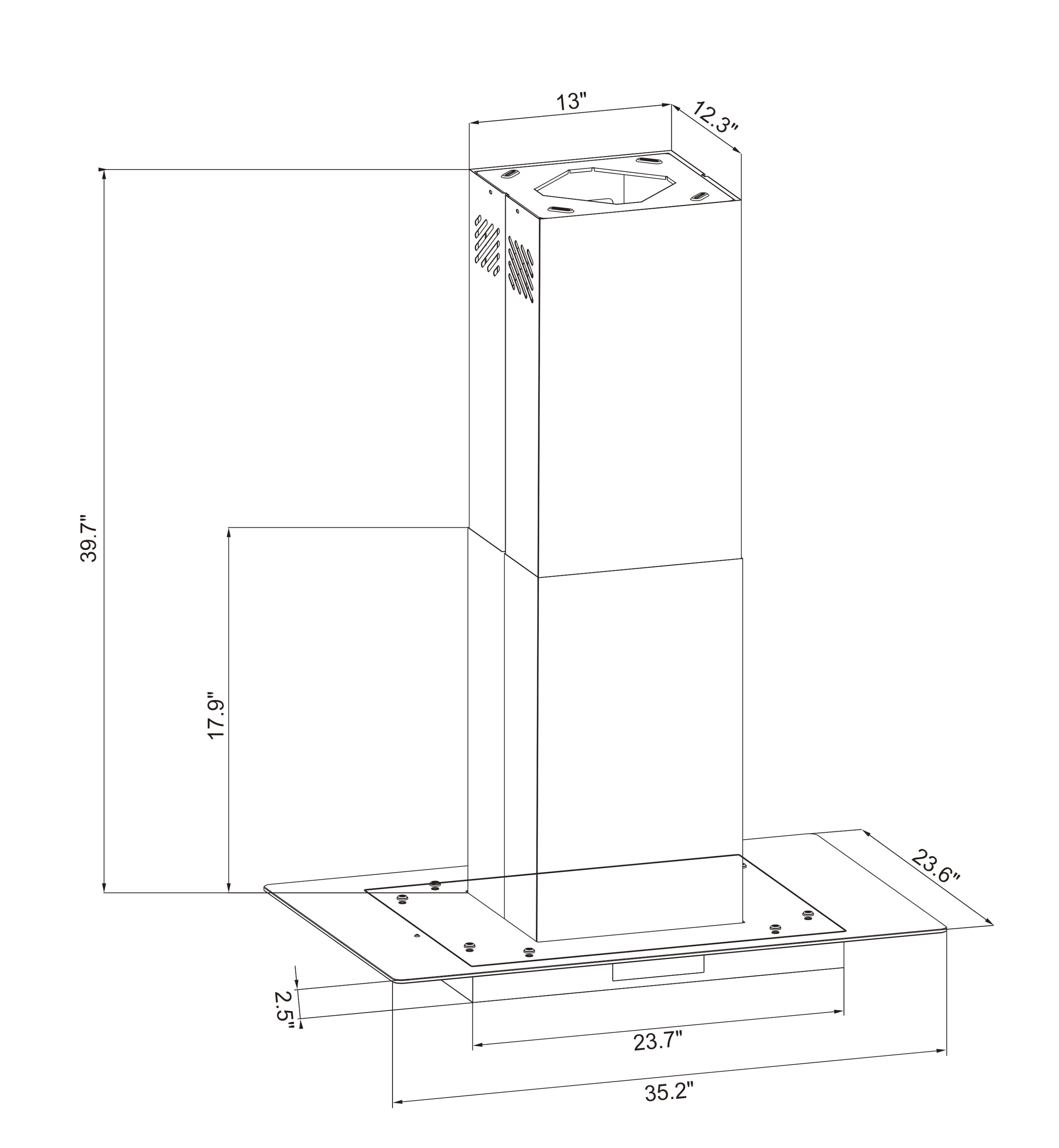 Winflo 36-in 475-CFM Convertible Stainless Steel Island Range Hood in ...