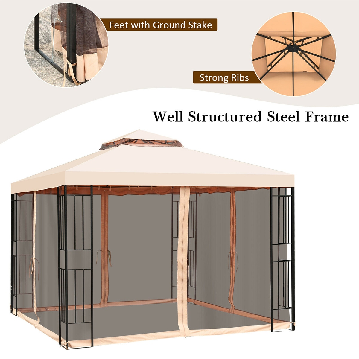 Forclover HYFE-70675 Wood-Resin-Gazebos - View #2