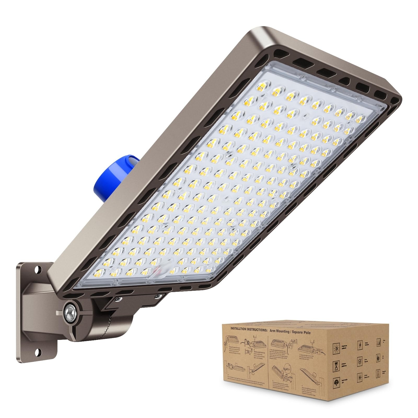 AOIZGMY  1 Piece 350W LED Parking Lot Light 52500LM 5000K Arm Mount Dusk to Dawn Photocell IP65 Waterproof Outdoor Shoebox Floodlight