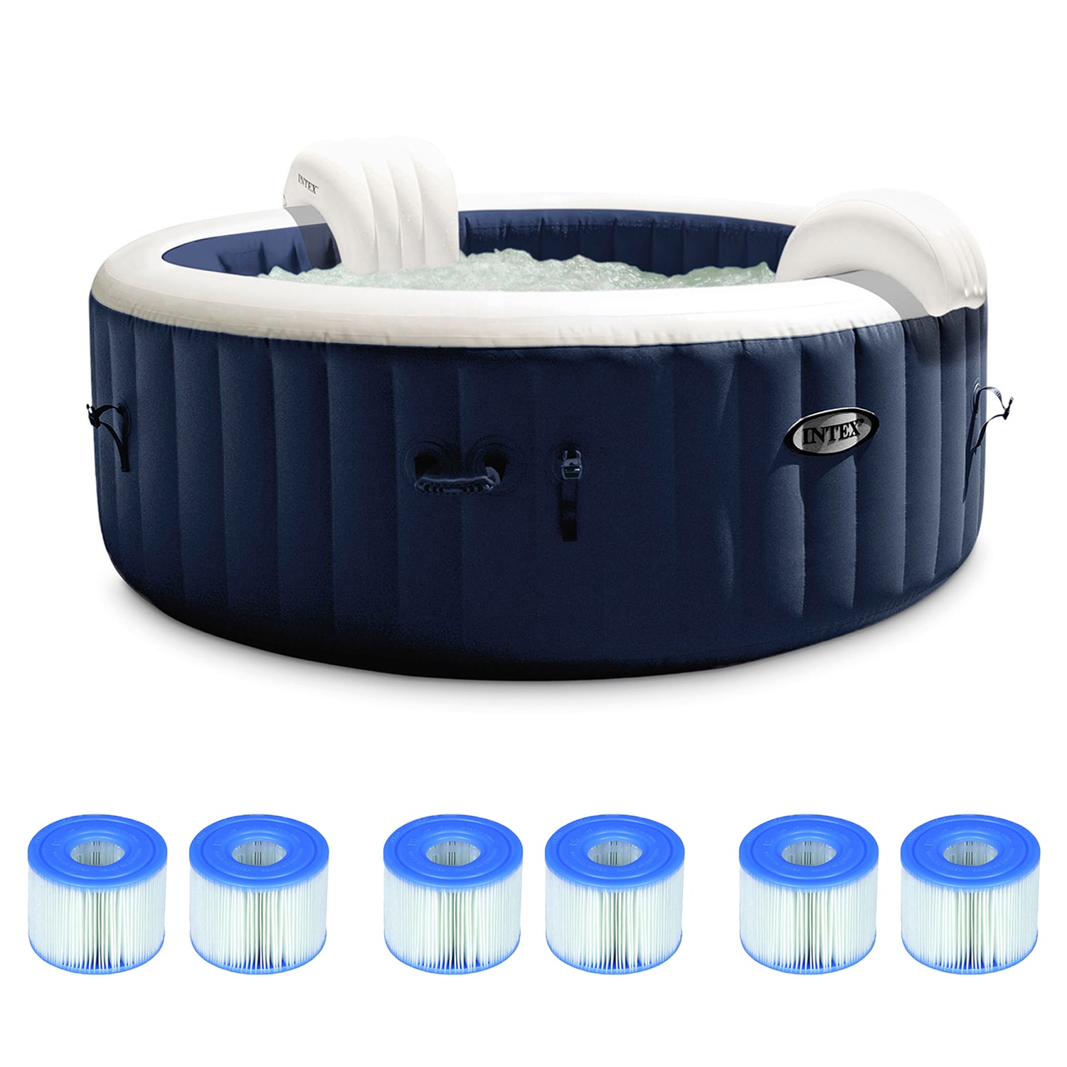Intex 85-in x 28-in 4-Person Inflatable Round Hot Tub in the Hot Tubs ...