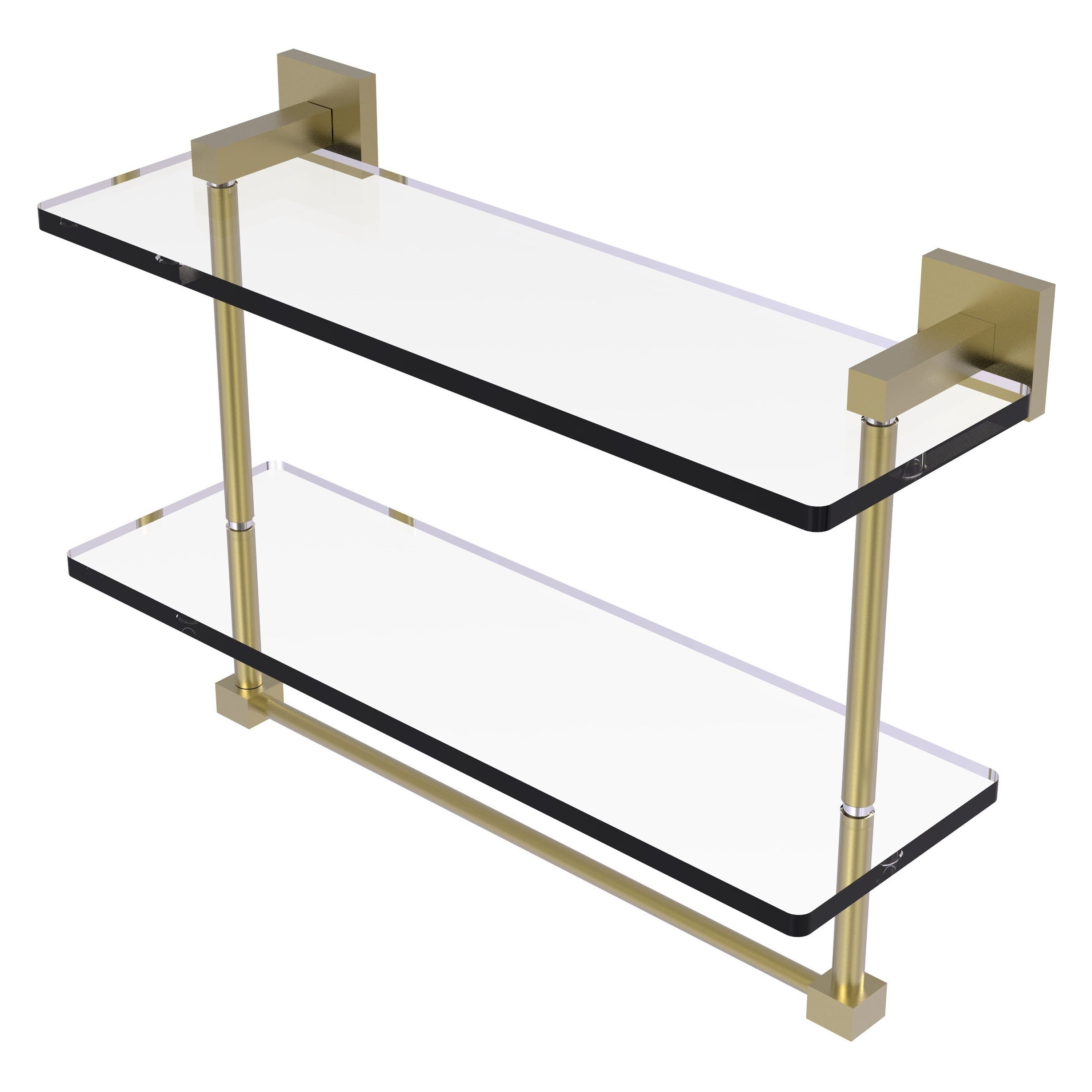 Allied Brass MT-2-16TB-SBR Montero Satin Brass 2 -Tier Wall mount Bathroom Shelf ( 16-in x 11.7-in x 5-in )