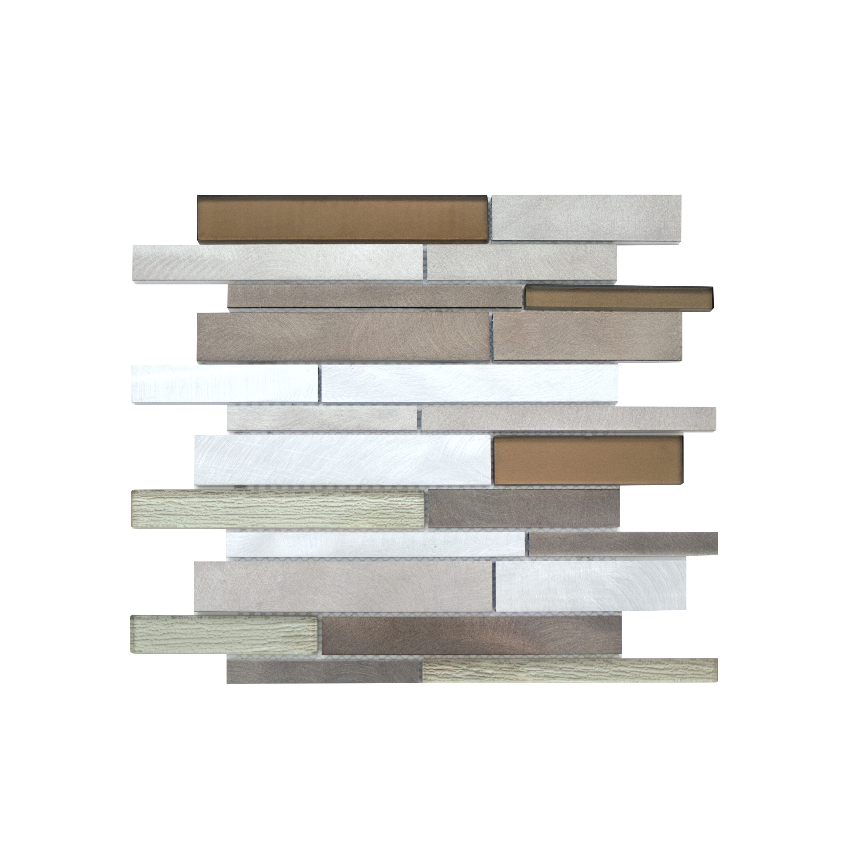WS Tiles WST-M03 Twilight Series Earth 12-in x 12-in Polished Metal Linear Mosaic Wall Tile ( 10-sq ft Carton )
